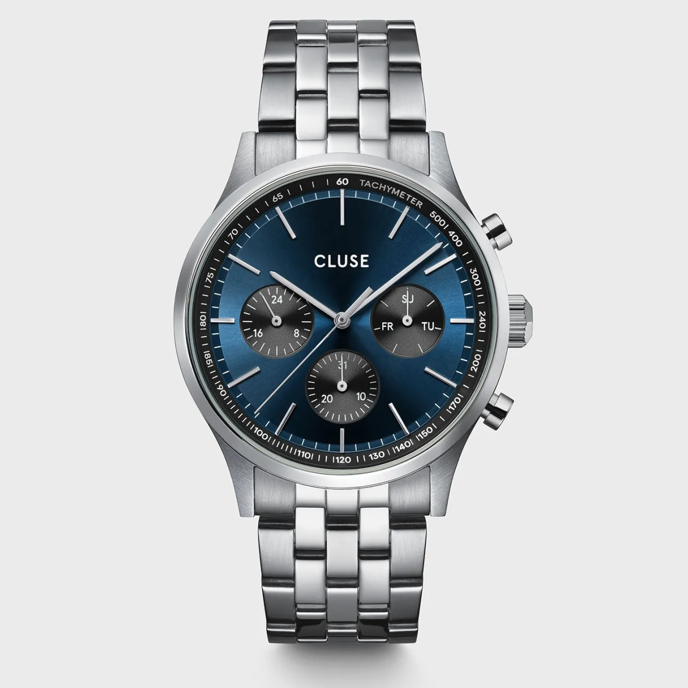 Clearance Anthéor Multifunction Watch Steel Blue and Black, Silver Colour Herren Uhren Silber | Anthéor