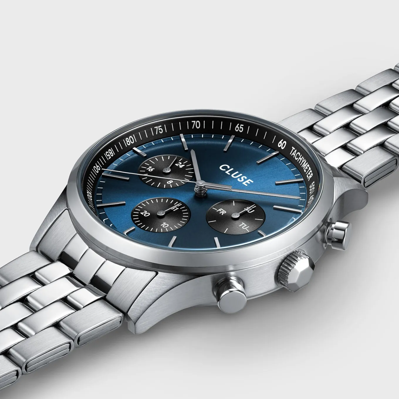 Clearance Anthéor Multifunction Watch Steel Blue and Black, Silver Colour Herren Uhren Silber | Anthéor