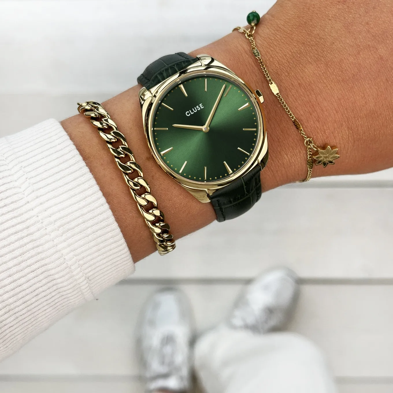 Discount Essentielle Bracelet Daisy Green, Gold Colour Armbänder