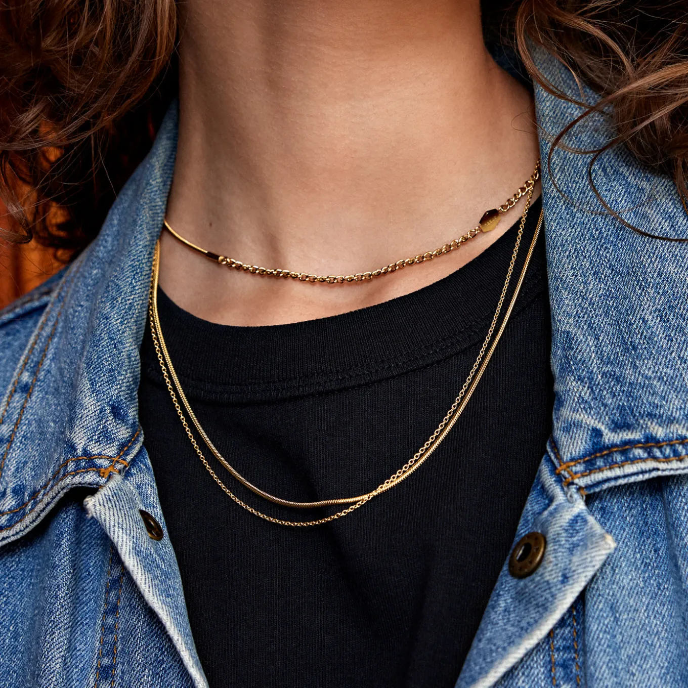 Outlet Essentielle Double Chain Necklace, Gold Colour Ketten