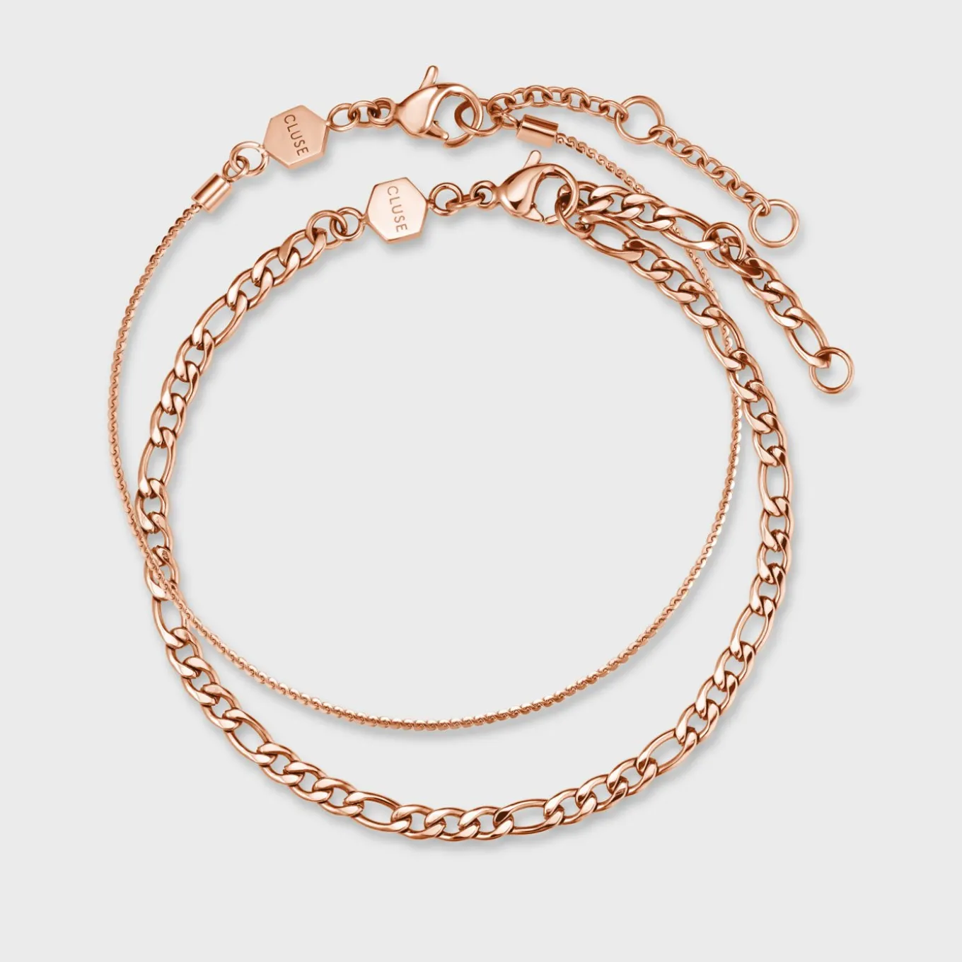 Best Essentielle Figaro Chain Bracelet Set, Rose Gold Colour Armbänder