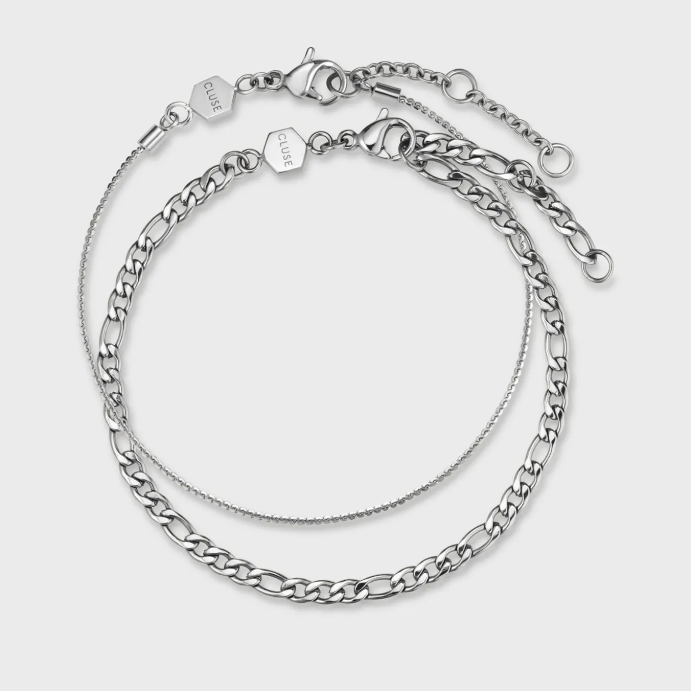 Discount Essentielle Figaro Chain Bracelet Set, Silver Colour Armbänder