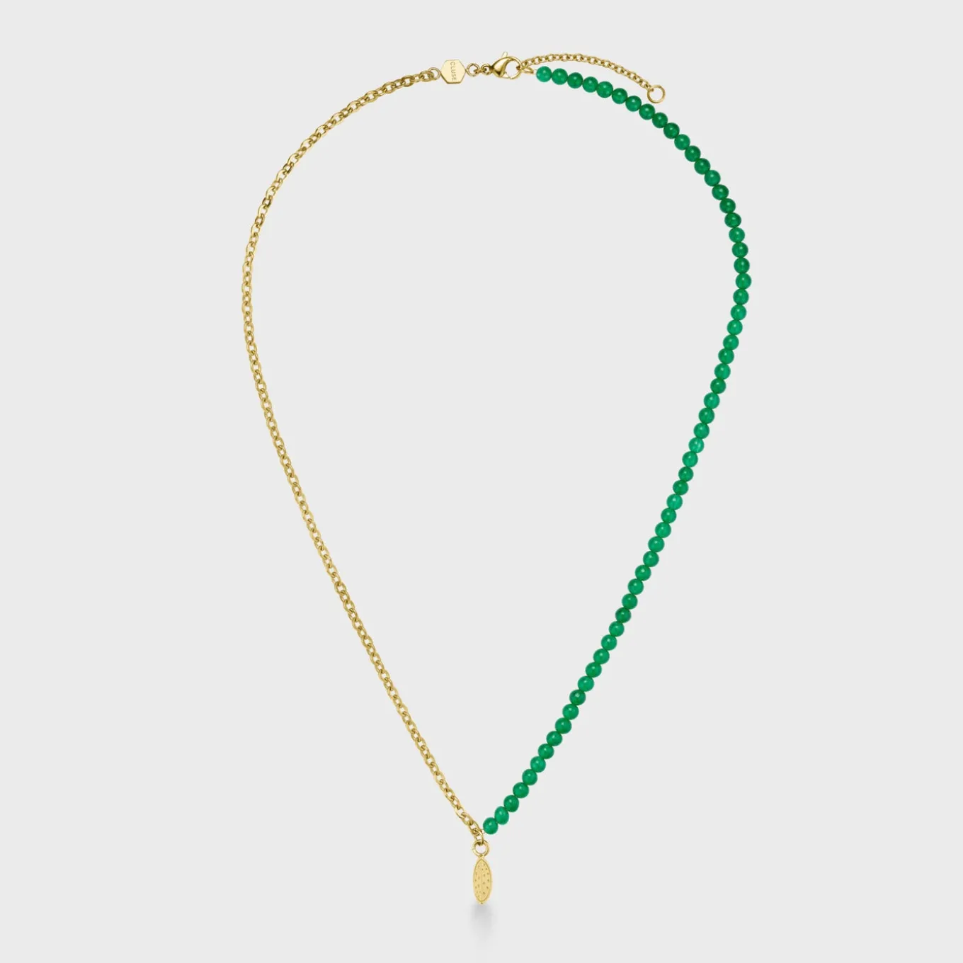 Online Essentielle Green Beads Watermelon Charm Necklace, Gold Colour Ketten