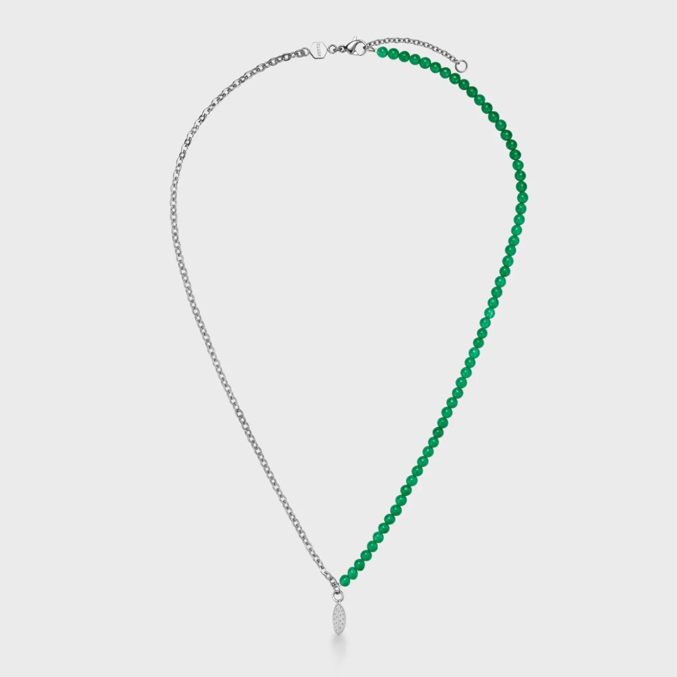 Best Essentielle Green Beads Watermelon Charm Necklace, Silver Colour Ketten