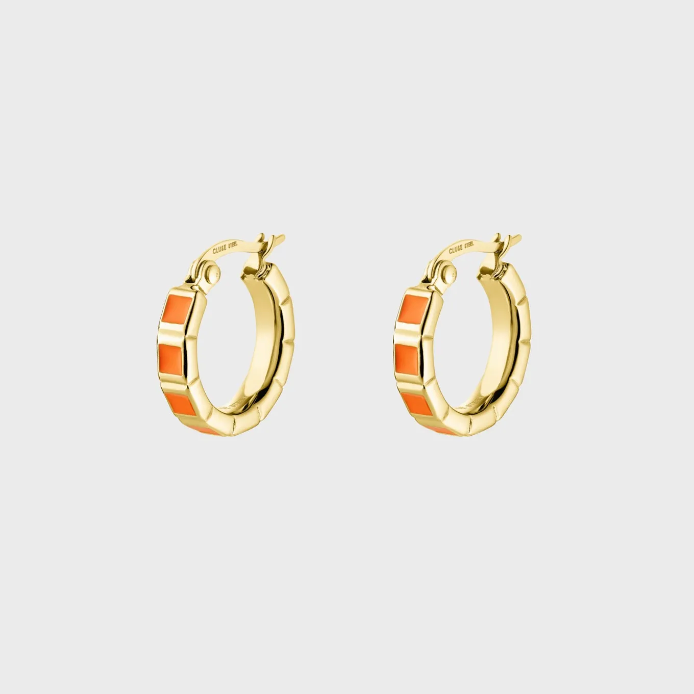 Cheap Essentielle Orange Block Hoop Earrings, Gold Colour Ohrringe