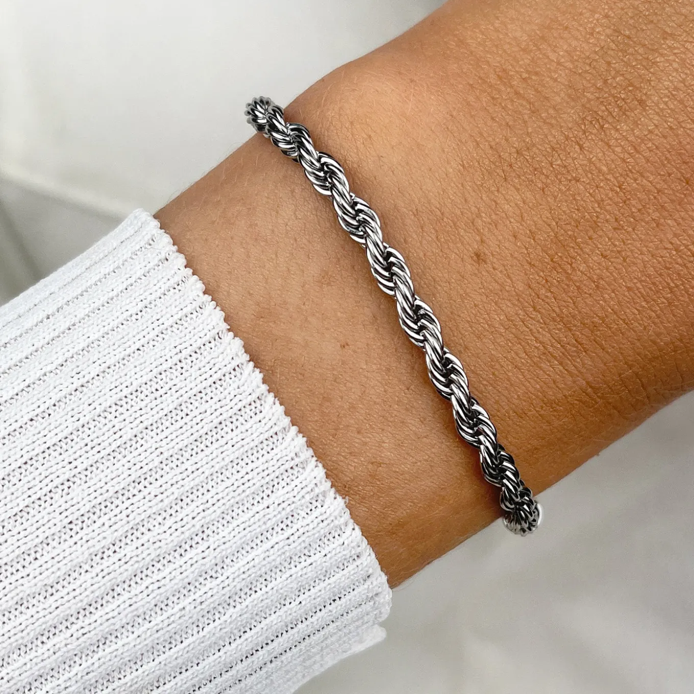 Store Essentielle Rope Bracelet Silver Colour Armbänder