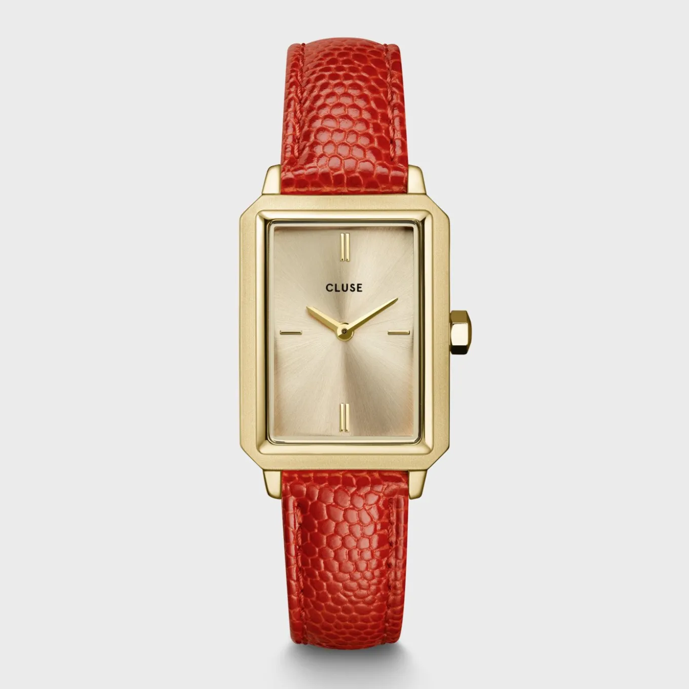 Best Fluette Leather Coral Lizard, Gold Colour Damen Uhren Gold | Fluette