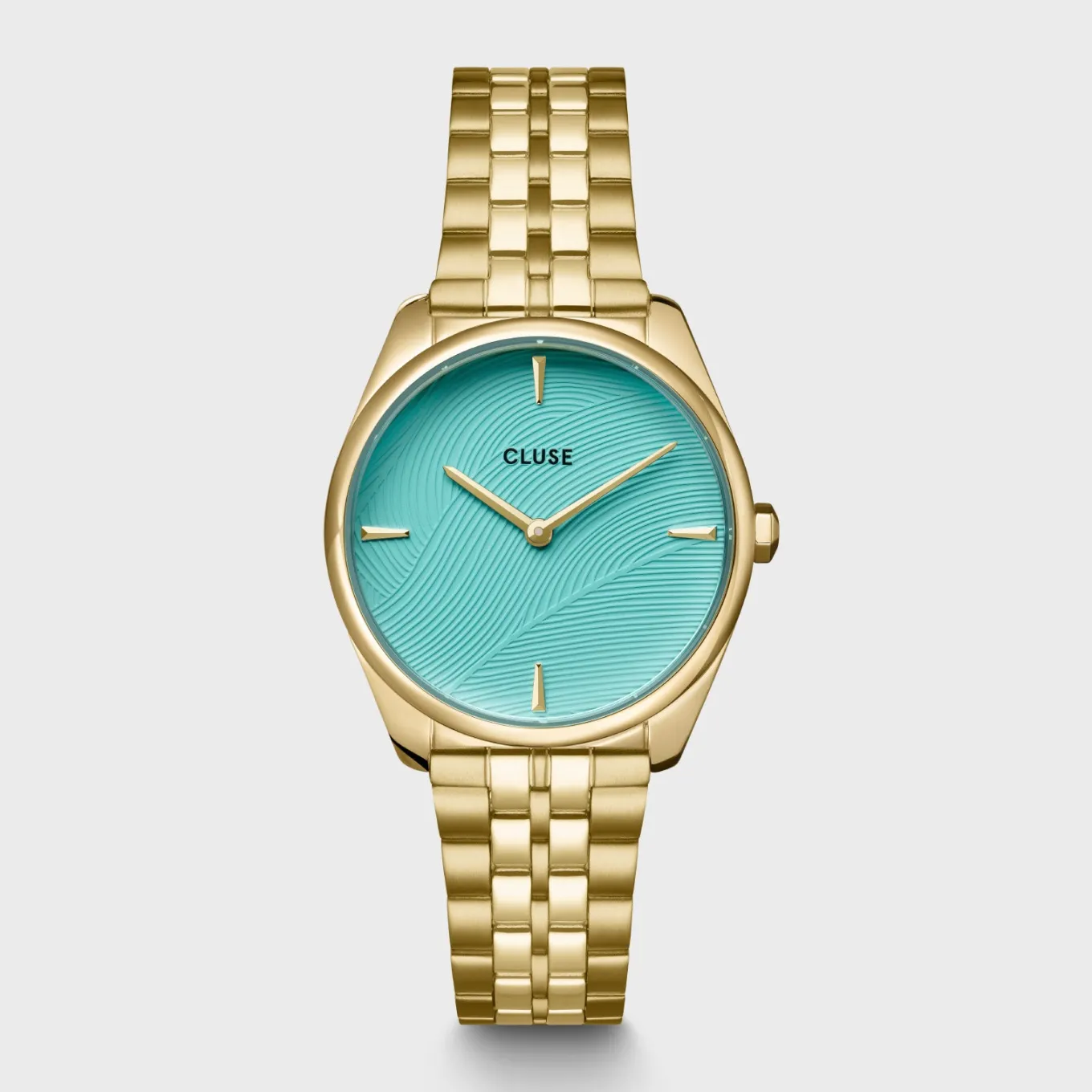 Best Féroce Petite Watch Steel, Leaf Texture Pool Blue, Gold Colour Damen Uhren Gold | Féroce Petite