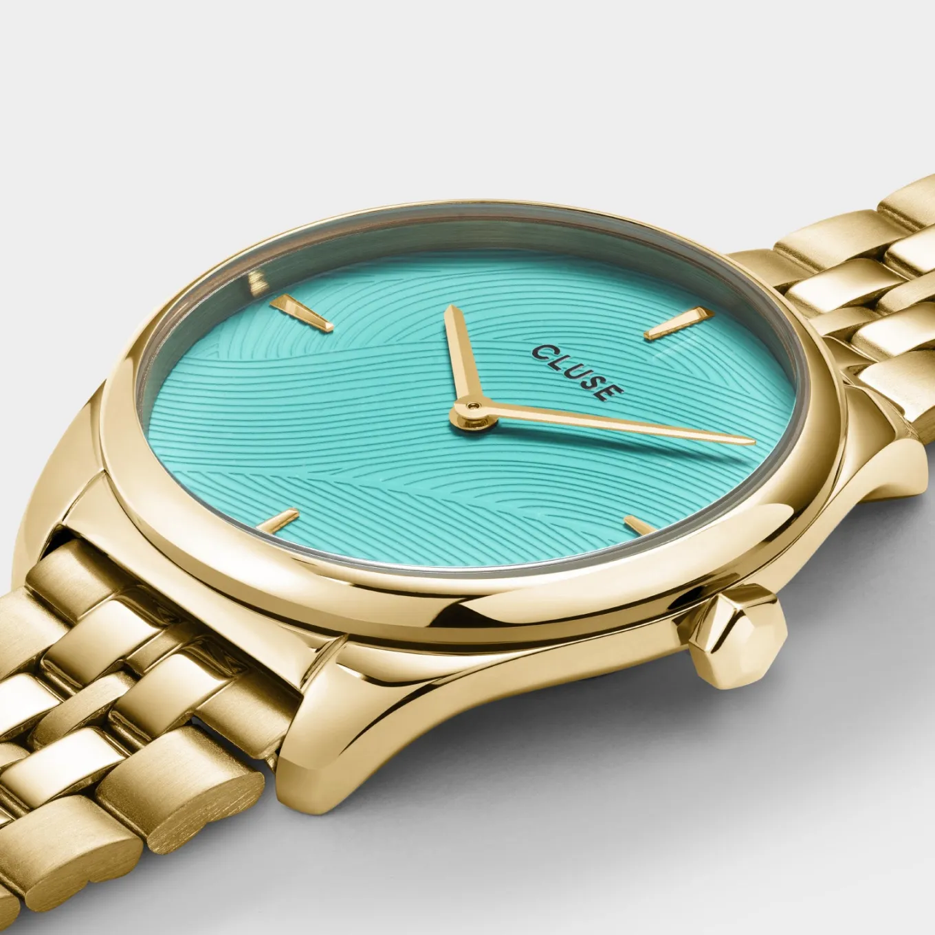 Best Féroce Petite Watch Steel, Leaf Texture Pool Blue, Gold Colour Damen Uhren Gold | Féroce Petite