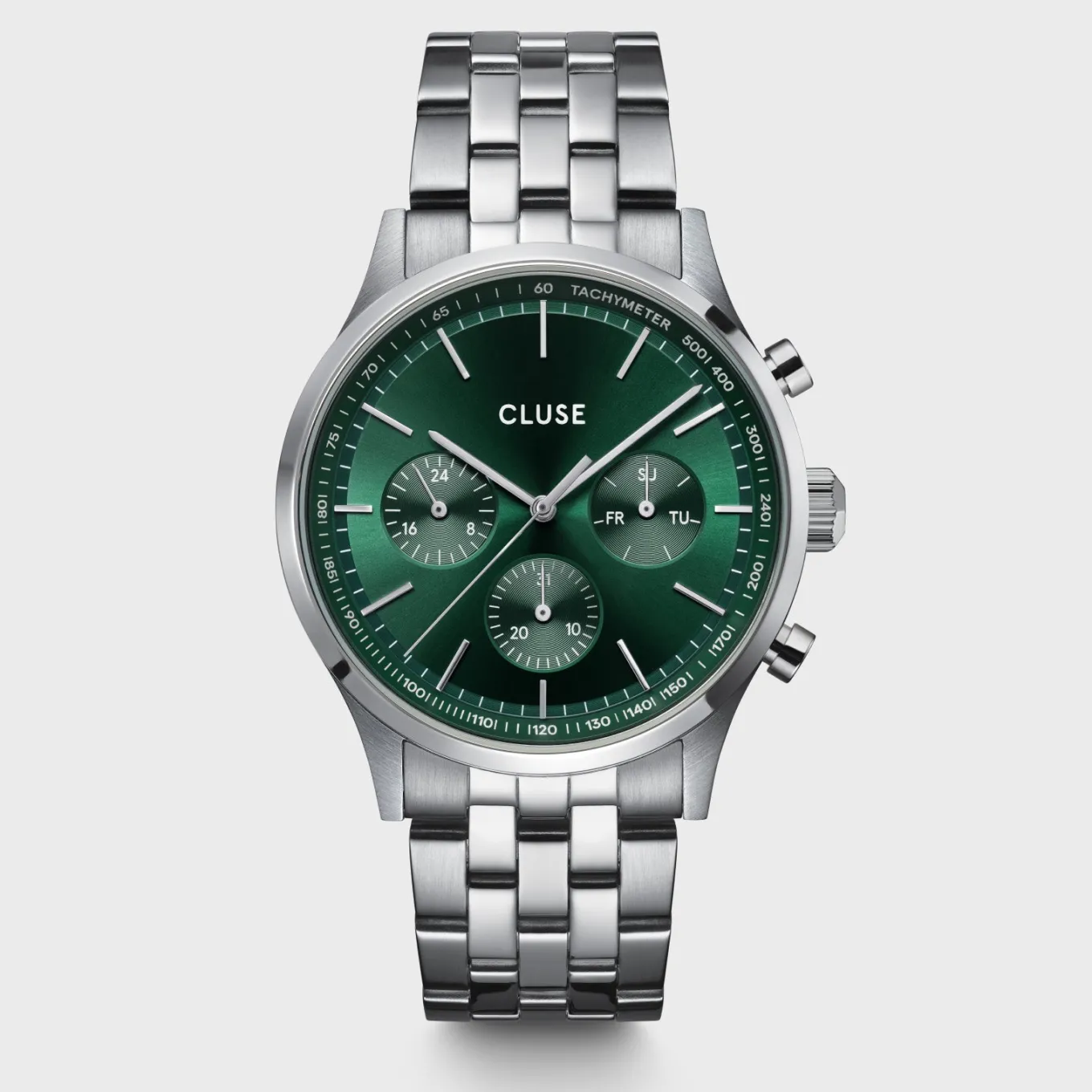 Online Gift Box Anthéor Multifunction Steel Watch Green & Cuban Chain Bracelet Herren Uhren Silber | Anthéor
