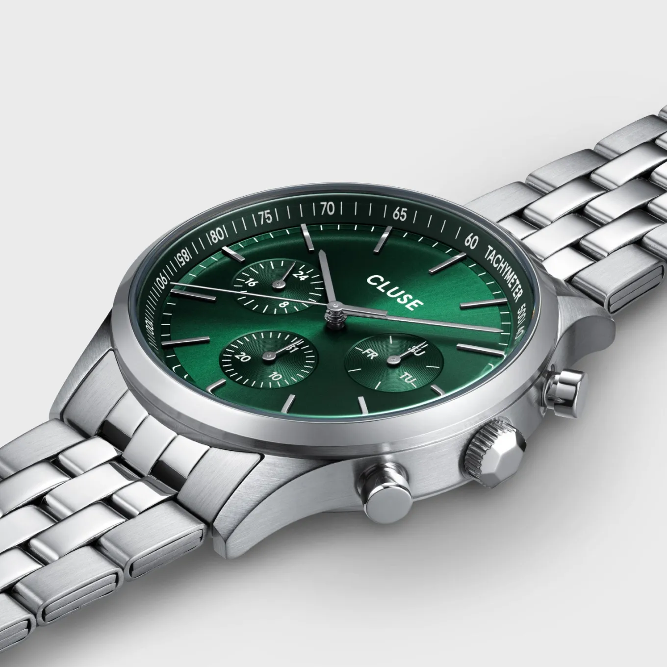 Online Gift Box Anthéor Multifunction Steel Watch Green & Cuban Chain Bracelet Herren Uhren Silber | Anthéor