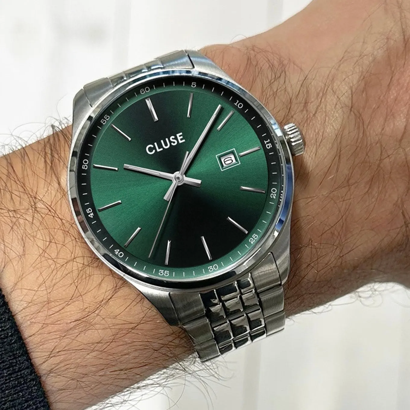 Sale Gift Box Anthéor Steel Watch Green and Silver Chain Bracelet Herren Uhren Silber | Anthéor