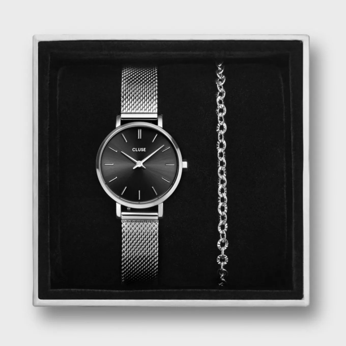 Cheap Gift Box Boho Chic Petite Mesh and Bracelet Silver Colour Damen Boho Chic Petite