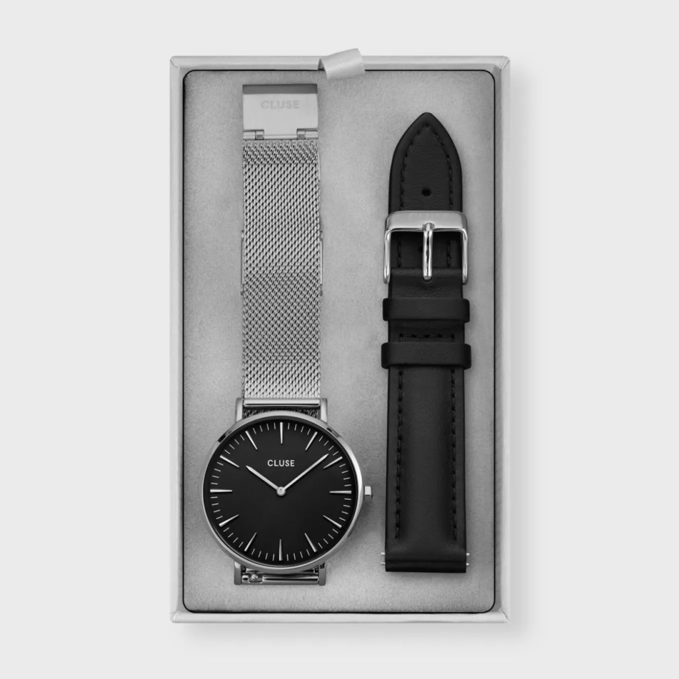 New Gift Box Boho Chic Watch Mesh and Leather Strap, Silver Colour Damen Boho Chic