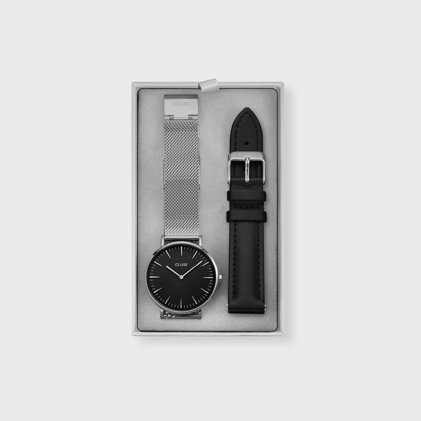 New Gift Box Boho Chic Watch Mesh and Leather Strap, Silver Colour Damen Boho Chic