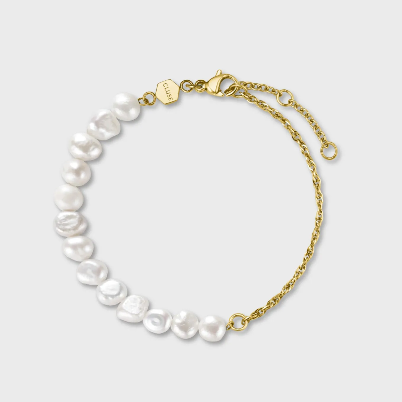 Outlet Gift Box Boho Chic Watch Mesh Bicolour and Mixed Chain Pearl Bracelet Gold Colour Damen Boho Chic