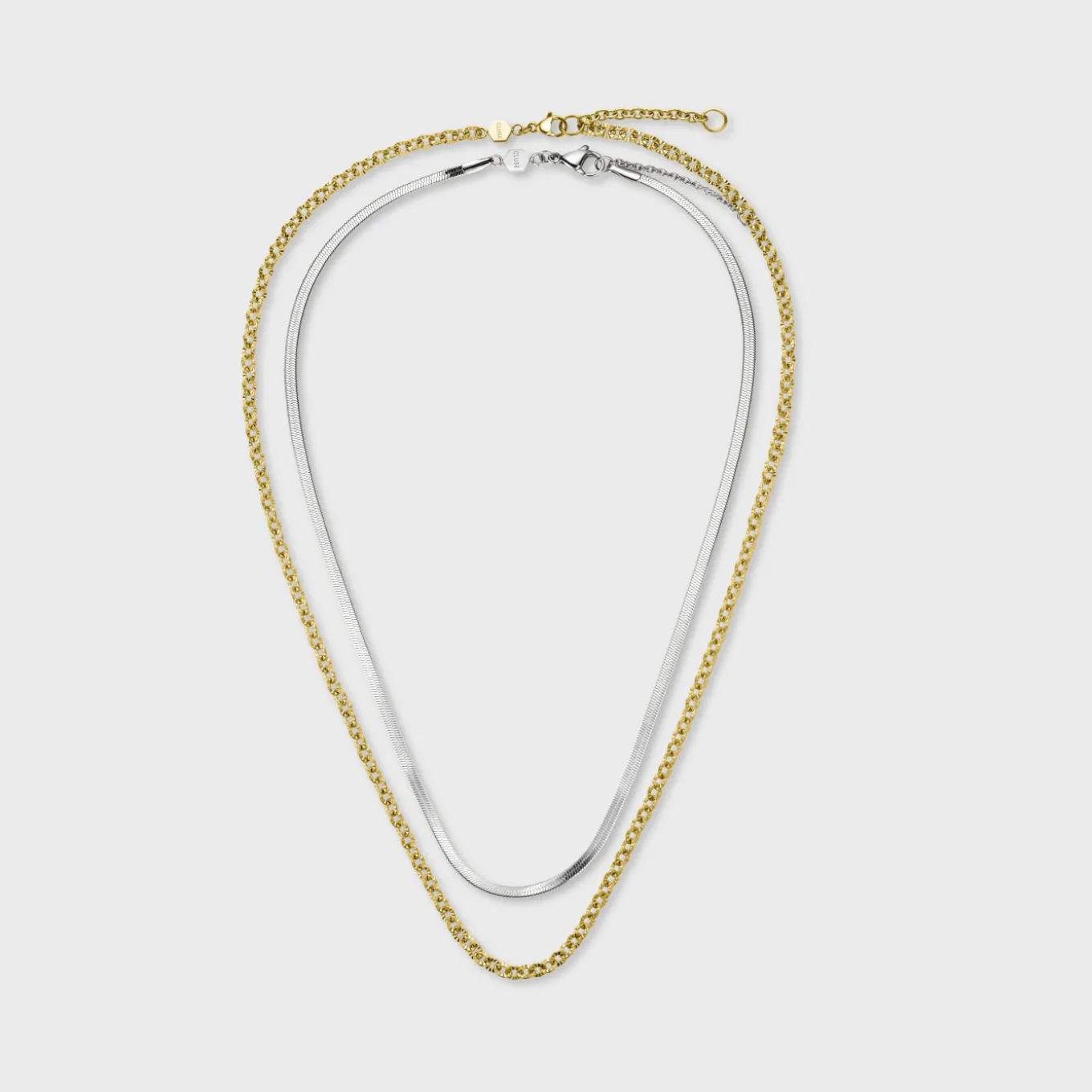 Discount Gift Box Essentielle Shiny and Snake Necklaces, Silver and Gold Colour Ketten