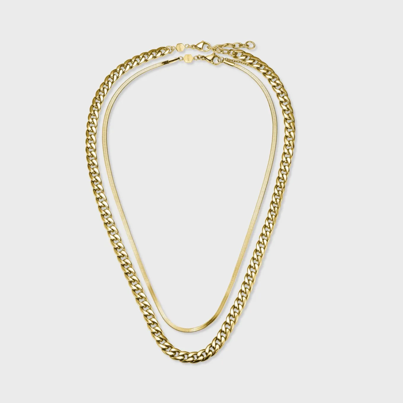 Clearance Gift Box Essentielle Snake and Flat Curb Necklaces, Gold Colour Ketten