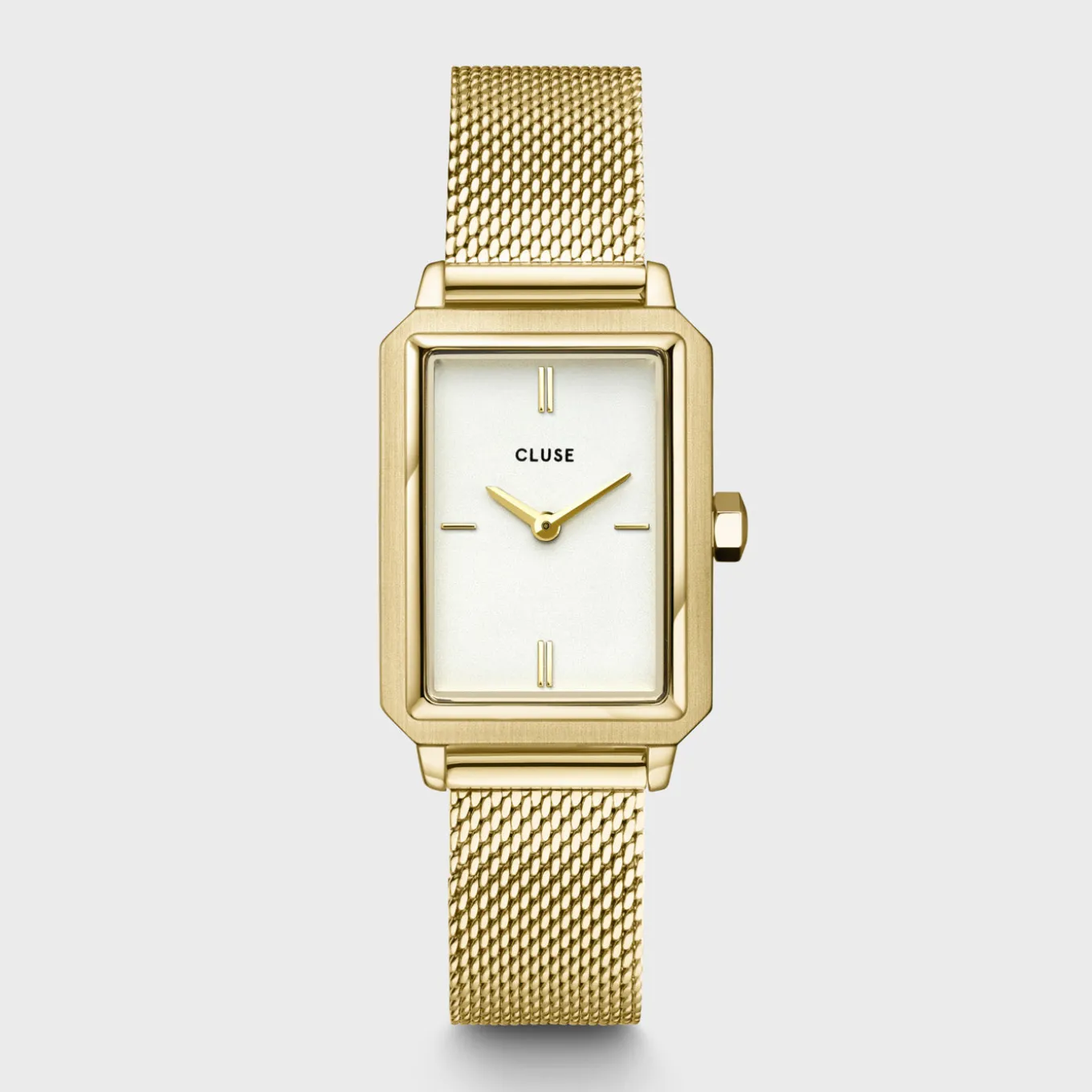 Shop Gift Box Fluette Mesh White Watch and Double Chain Bracelet, Gold Colour Damen Fluette