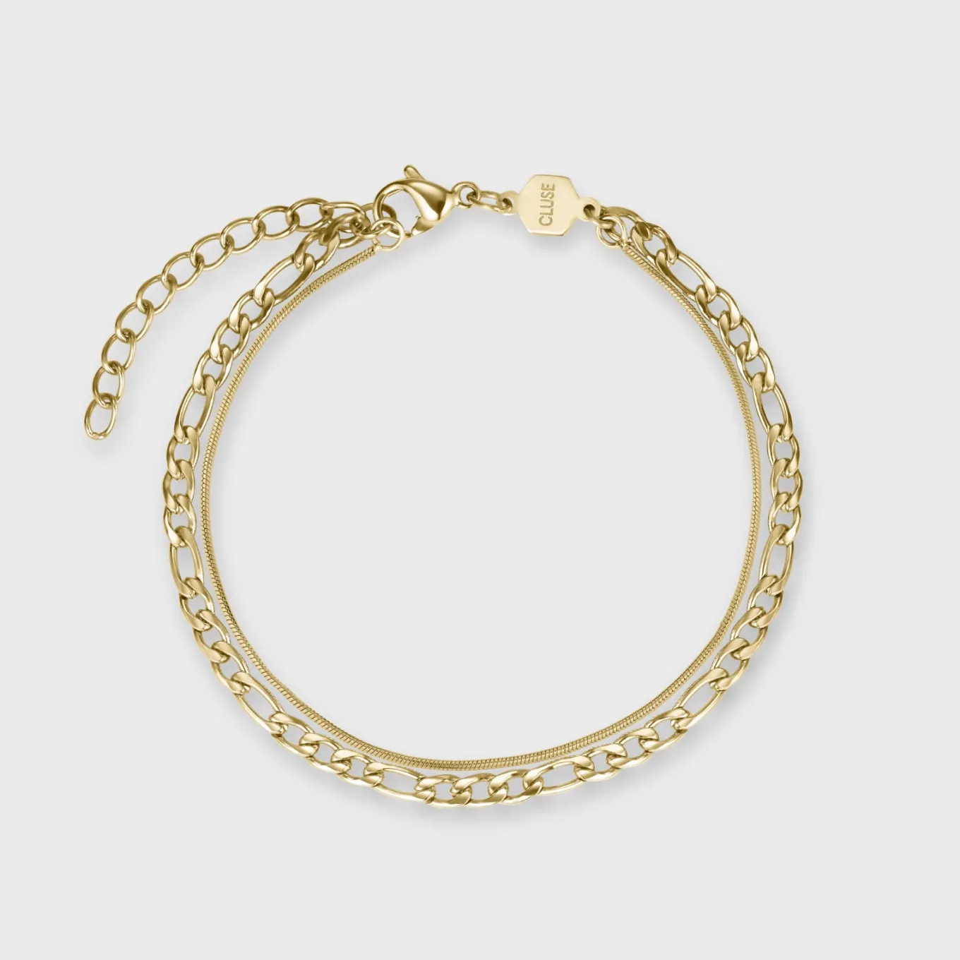 Shop Gift Box Fluette Mesh White Watch and Double Chain Bracelet, Gold Colour Damen Fluette