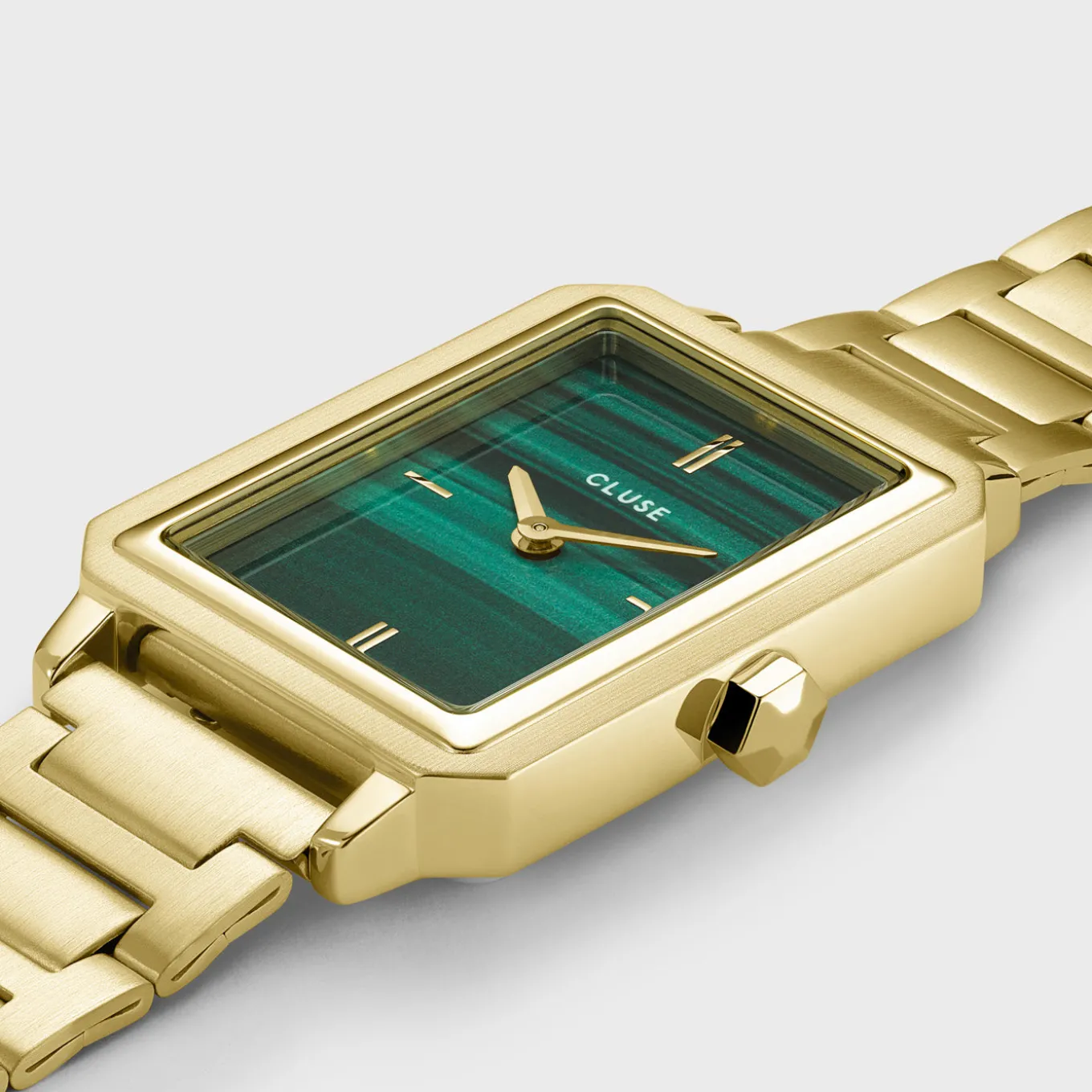 Shop Gift Box Fluette Steel Green Watch and Round Chain Bracelet, Gold Colour Damen Fluette