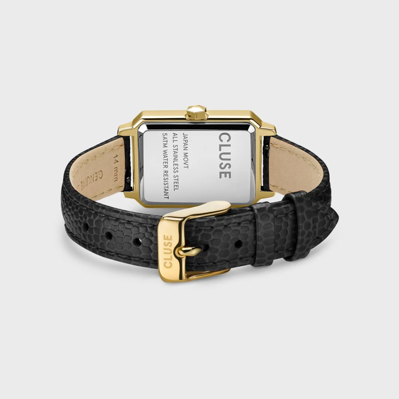 Discount Gift Box Fluette Steel Watch and Black Leather Lizard Strap, Gold Colour Damen Fluette
