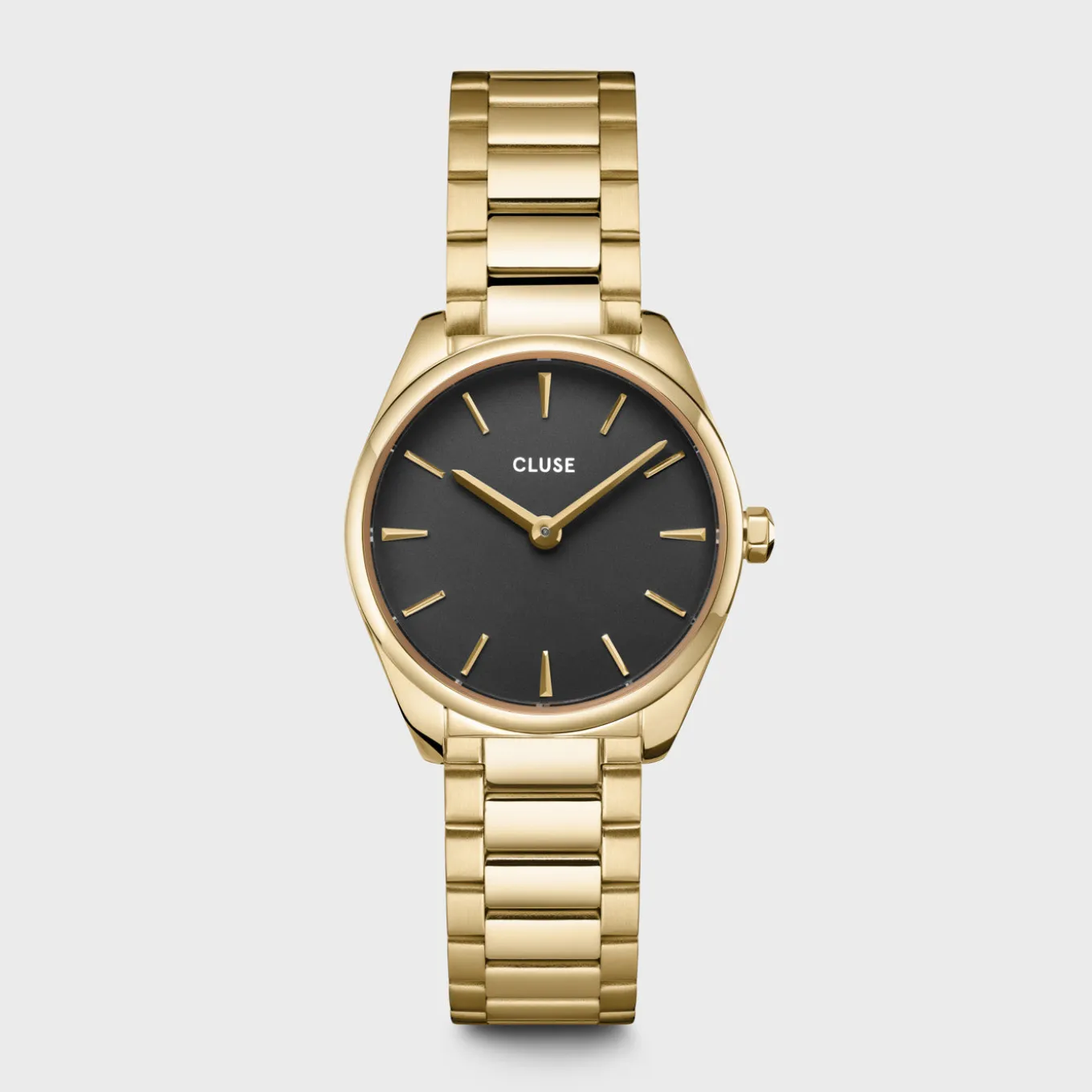Hot Gift Box Féroce Mini Watch Black & Chain Bracelet, Gold Colour Damen Féroce Mini
