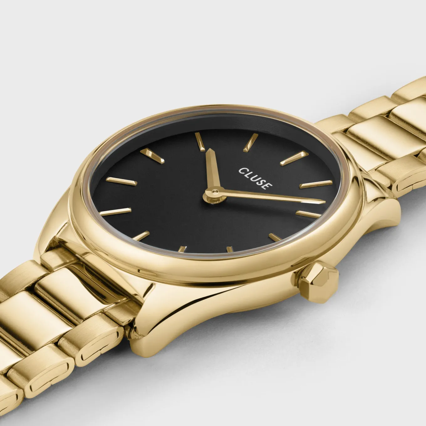Hot Gift Box Féroce Mini Watch Black & Chain Bracelet, Gold Colour Damen Féroce Mini