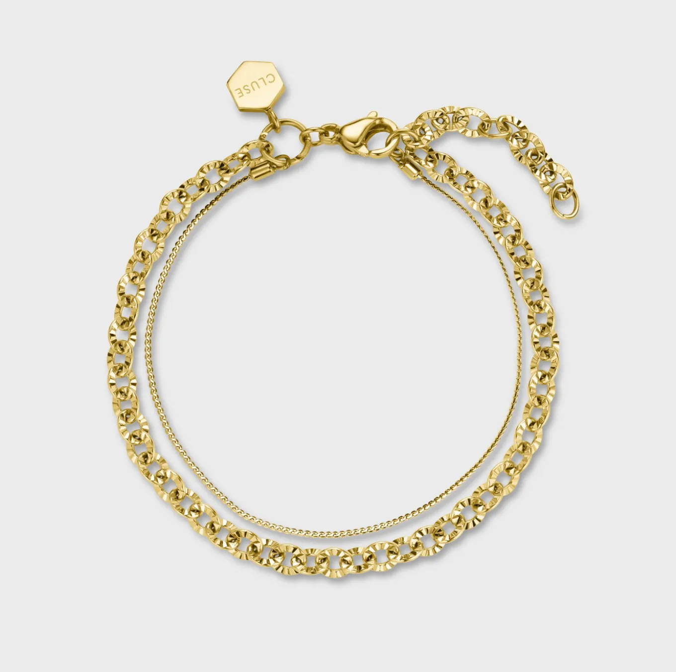 Best Sale Gift Box Féroce Petite Steel Watch and Double Chain Bracelet, Gold Colour Damen Féroce Petite