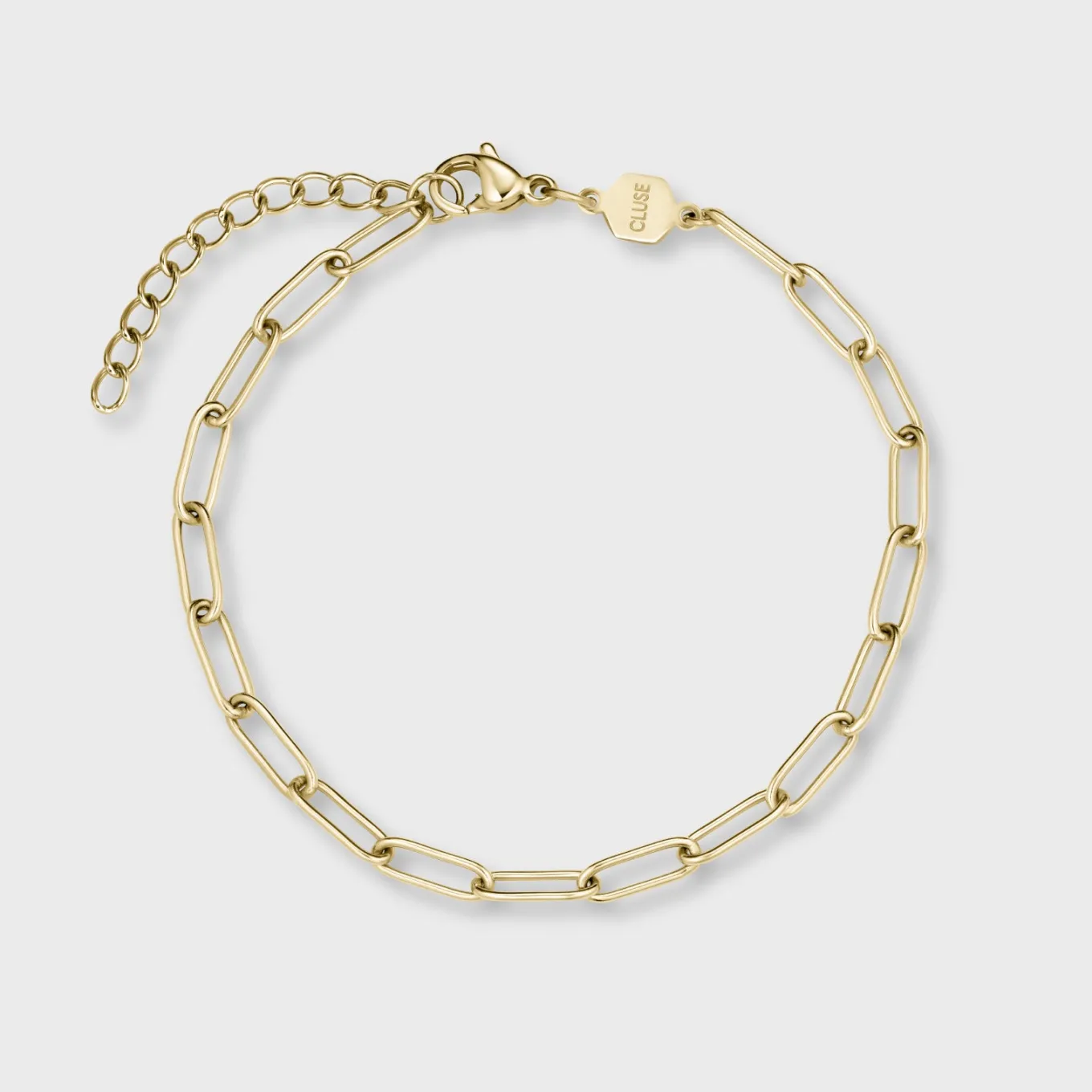 Clearance Gift Box La Tétragone Black Steel Watch & Paperclip Chain Bracelet, Gold Colour Damen La Tétragone