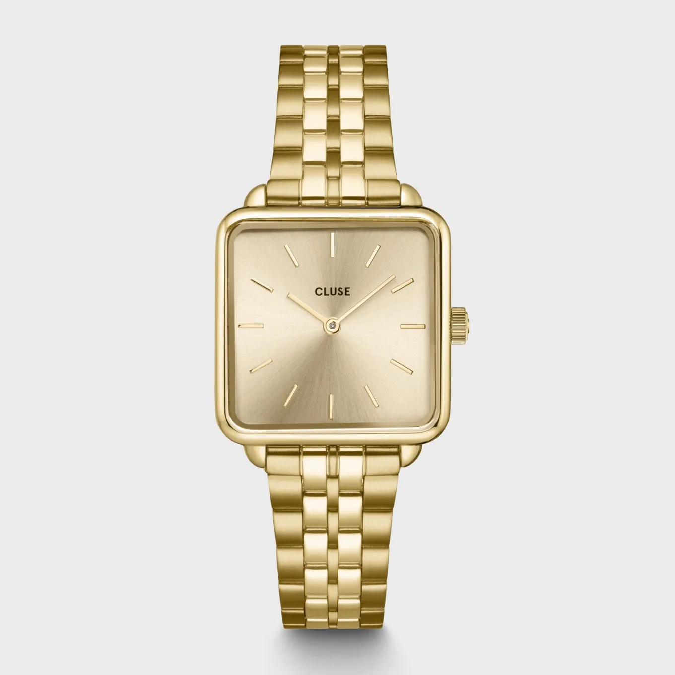 Hot Gift Box La Tétragone Full Gold Steel Watch & Curb Chain Bracelet, Gold Colour Damen La Tétragone