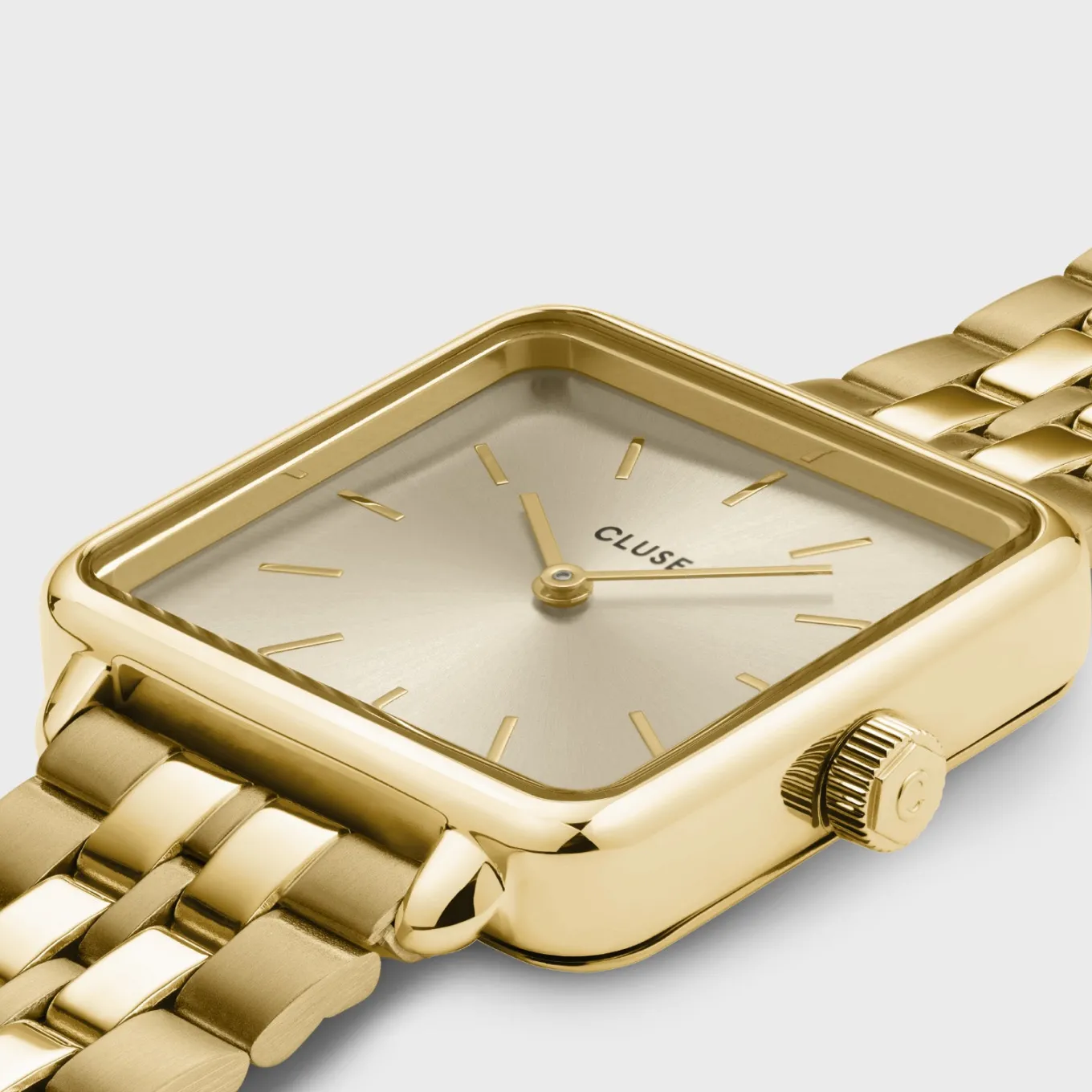 Hot Gift Box La Tétragone Full Gold Steel Watch & Curb Chain Bracelet, Gold Colour Damen La Tétragone