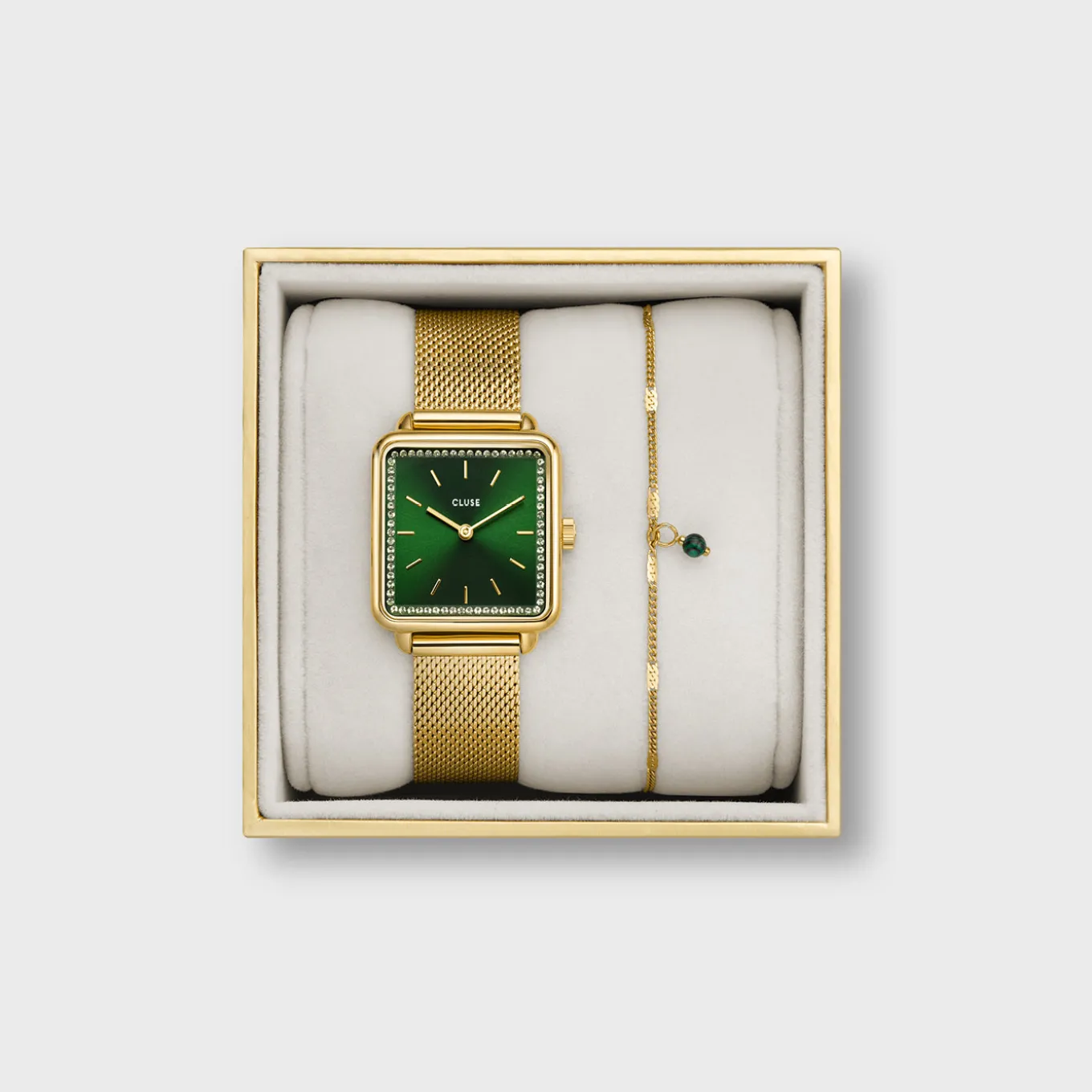 Shop Gift Box La Tétragone Mesh and Malachite Bracelet Gold Colour Damen La Tétragone