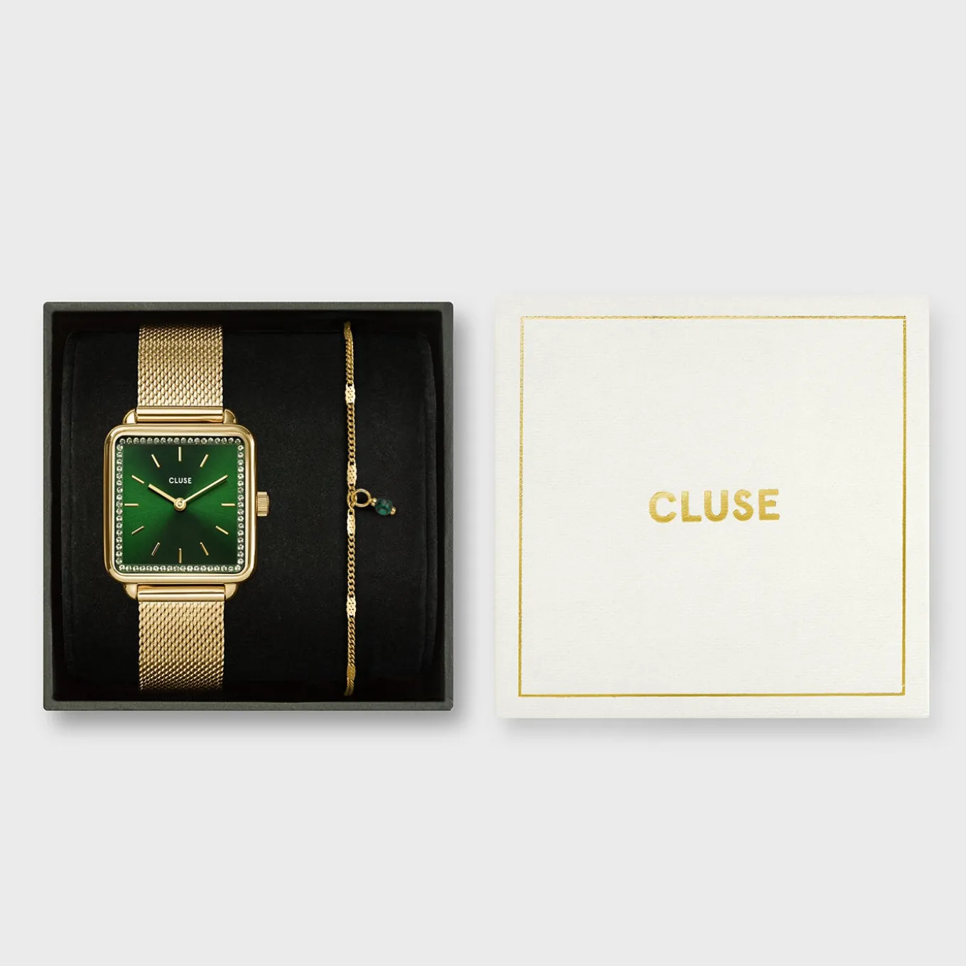 Shop Gift Box La Tétragone Mesh and Malachite Bracelet Gold Colour Damen La Tétragone
