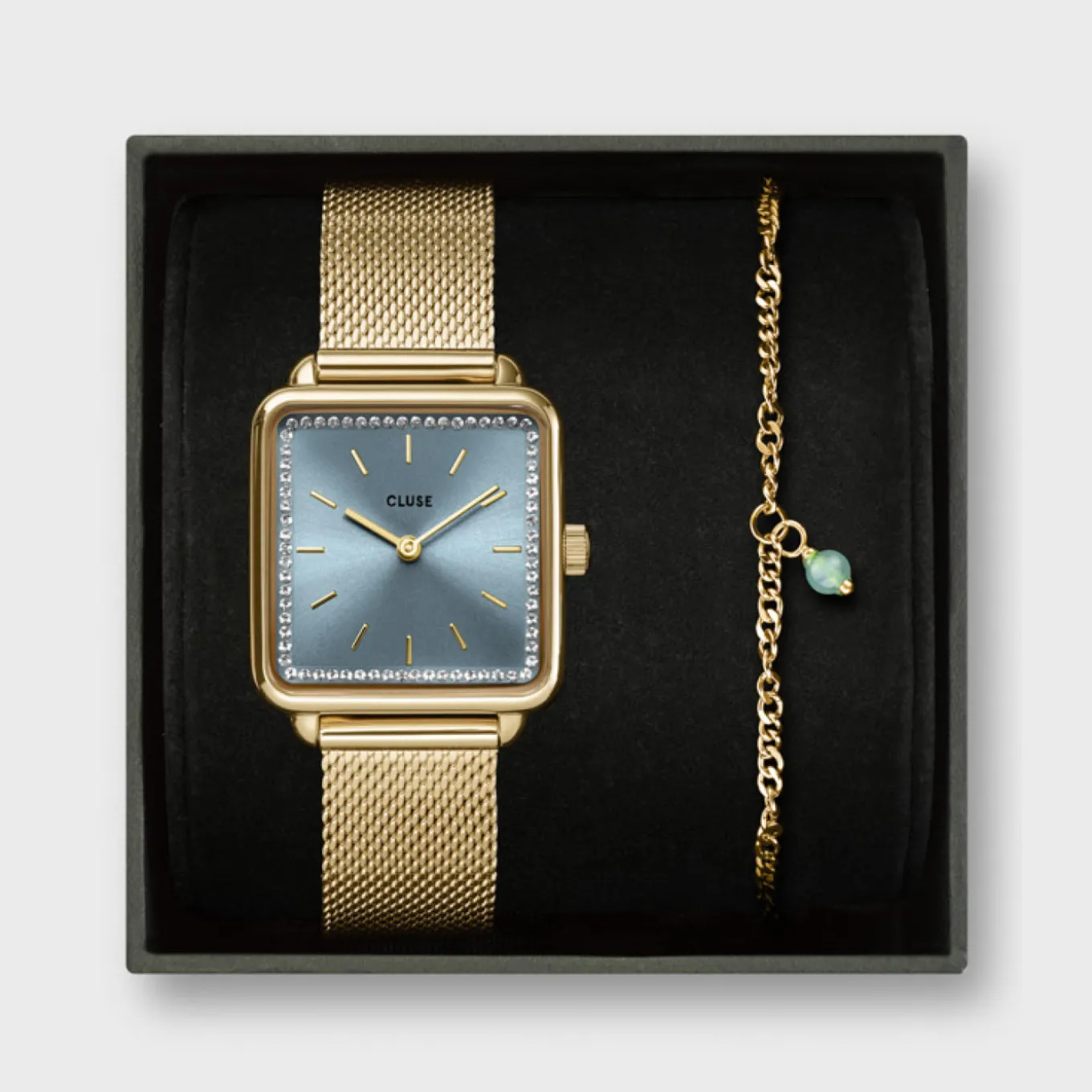 Store Gift Box La Tétragone Mesh Watch & Chain Bracelet, Gold Colour Damen La Tétragone
