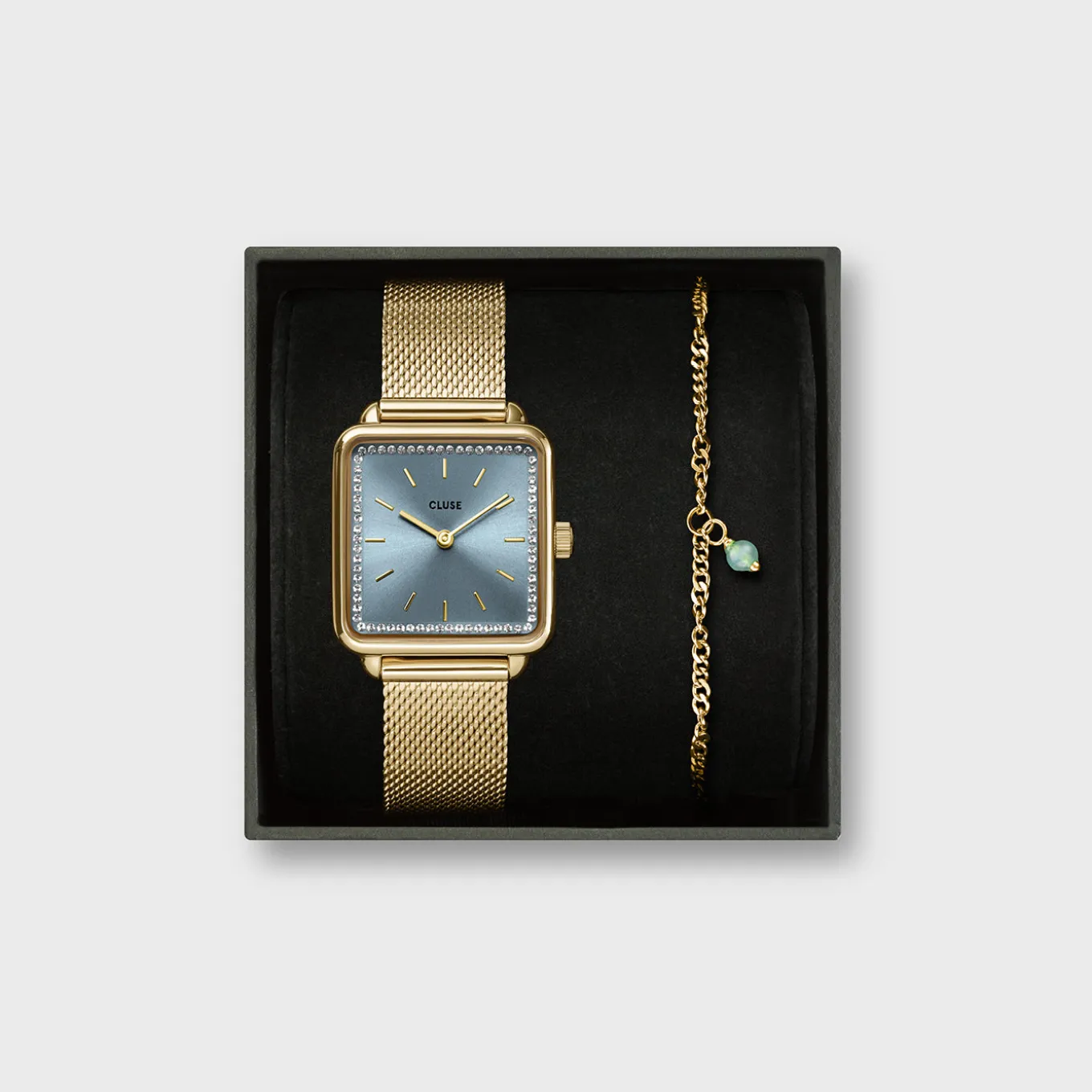 Store Gift Box La Tétragone Mesh Watch & Chain Bracelet, Gold Colour Damen La Tétragone