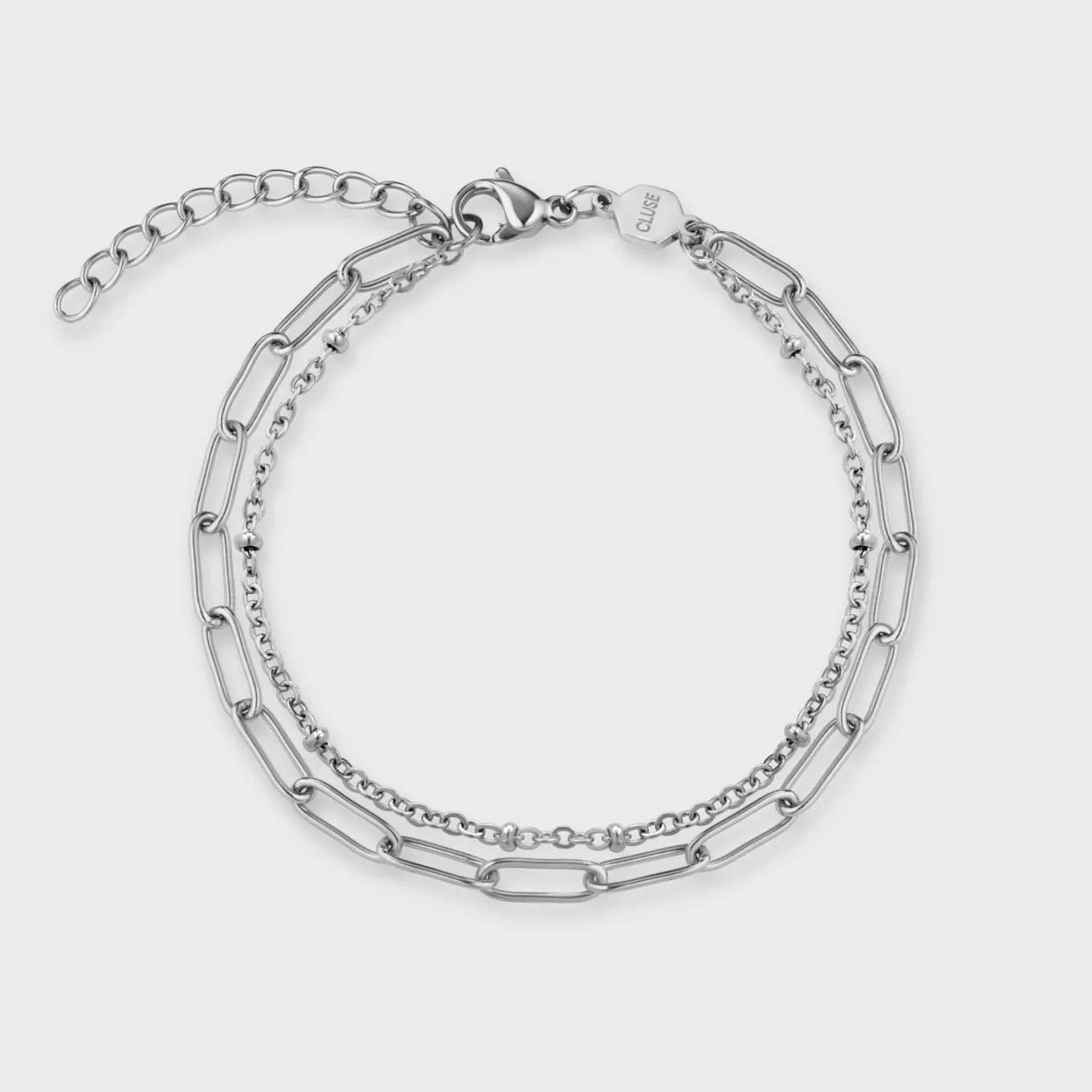 Cheap Gift Box La Tétragone Steel Watch, Bicolour & Double Chain Bracelet, Silver Colour Damen La Tétragone