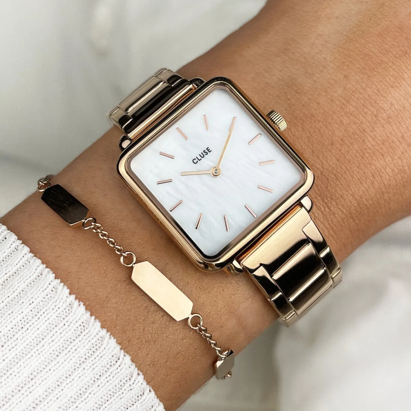Best Gift Box La Tétragone Watch and Bracelet Rose Gold Colour Damen La Tétragone