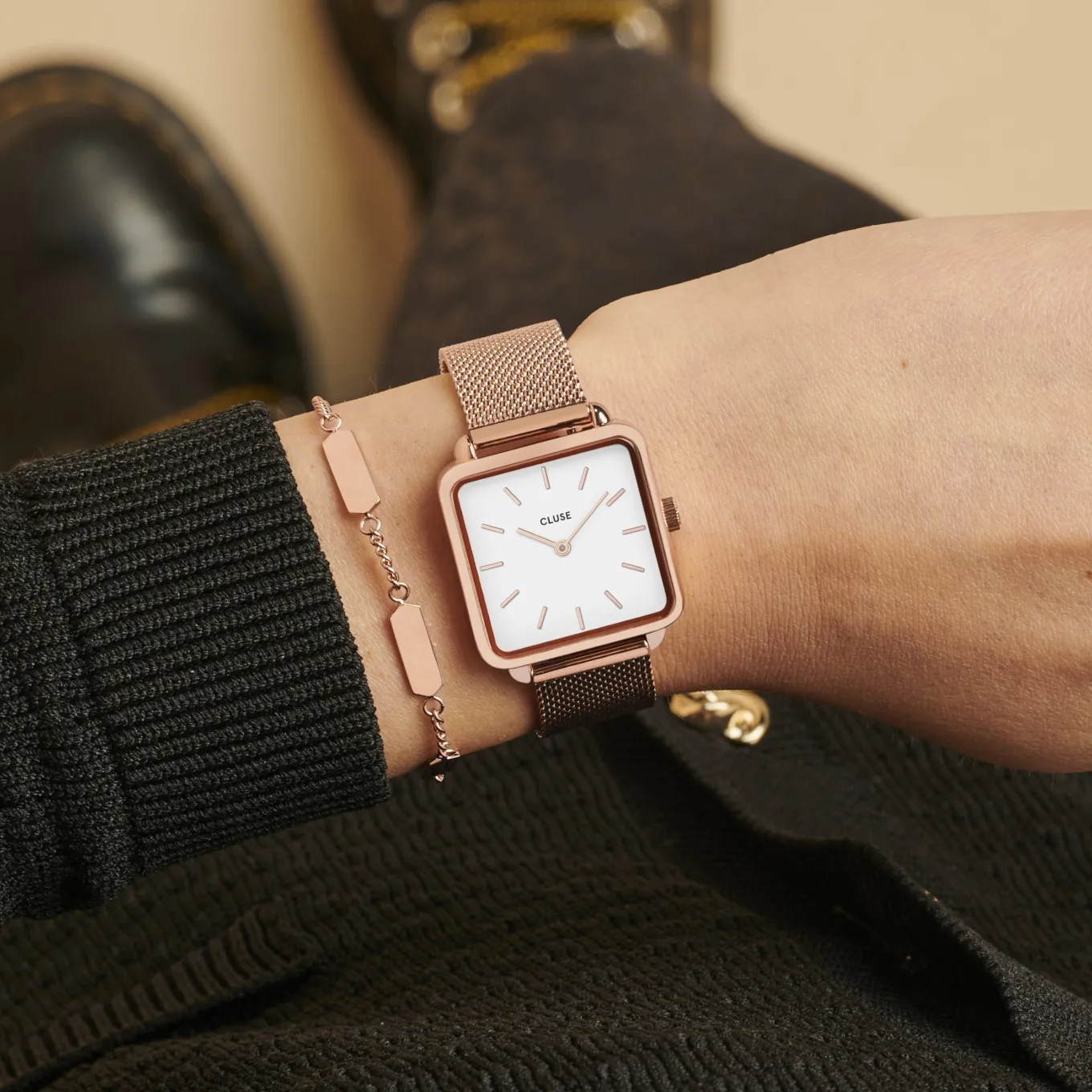 Fashion Gift Box La Tétragone Watch Hexagon Bracelet Rose Gold Colour Damen La Tétragone