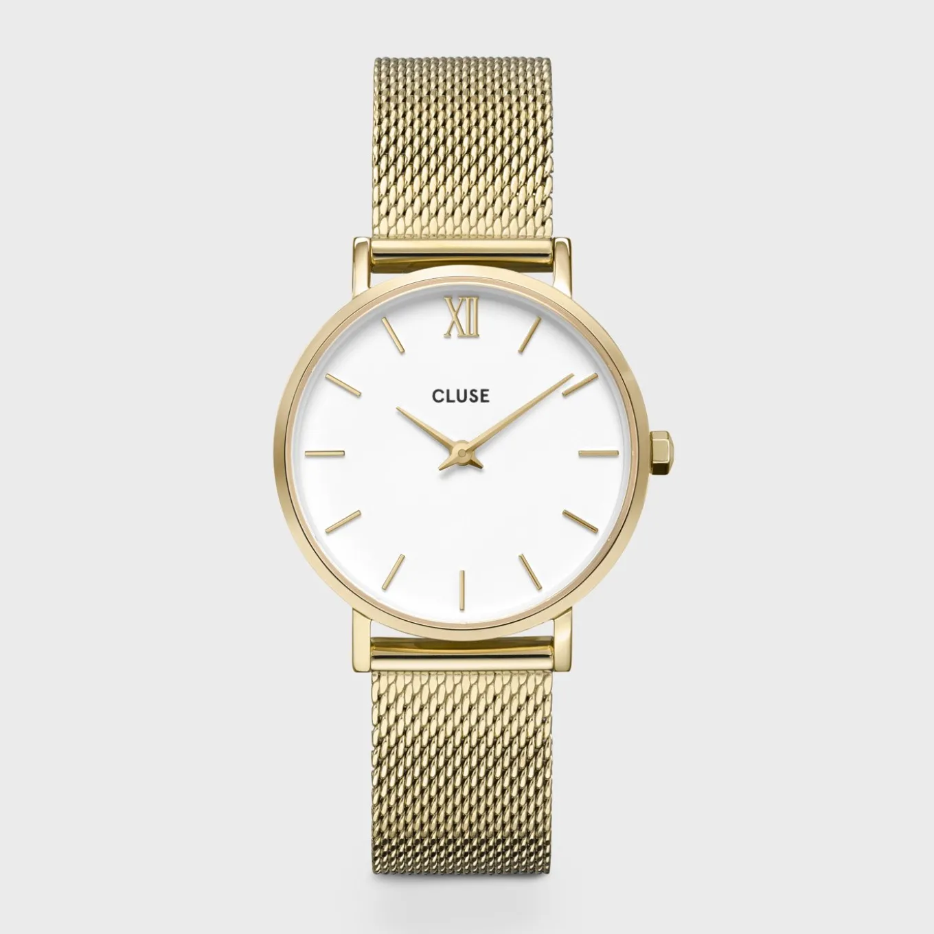 Store Gift Box Minuit Watch Mesh & Grey Leather Strap, Gold Colour Damen Minuit