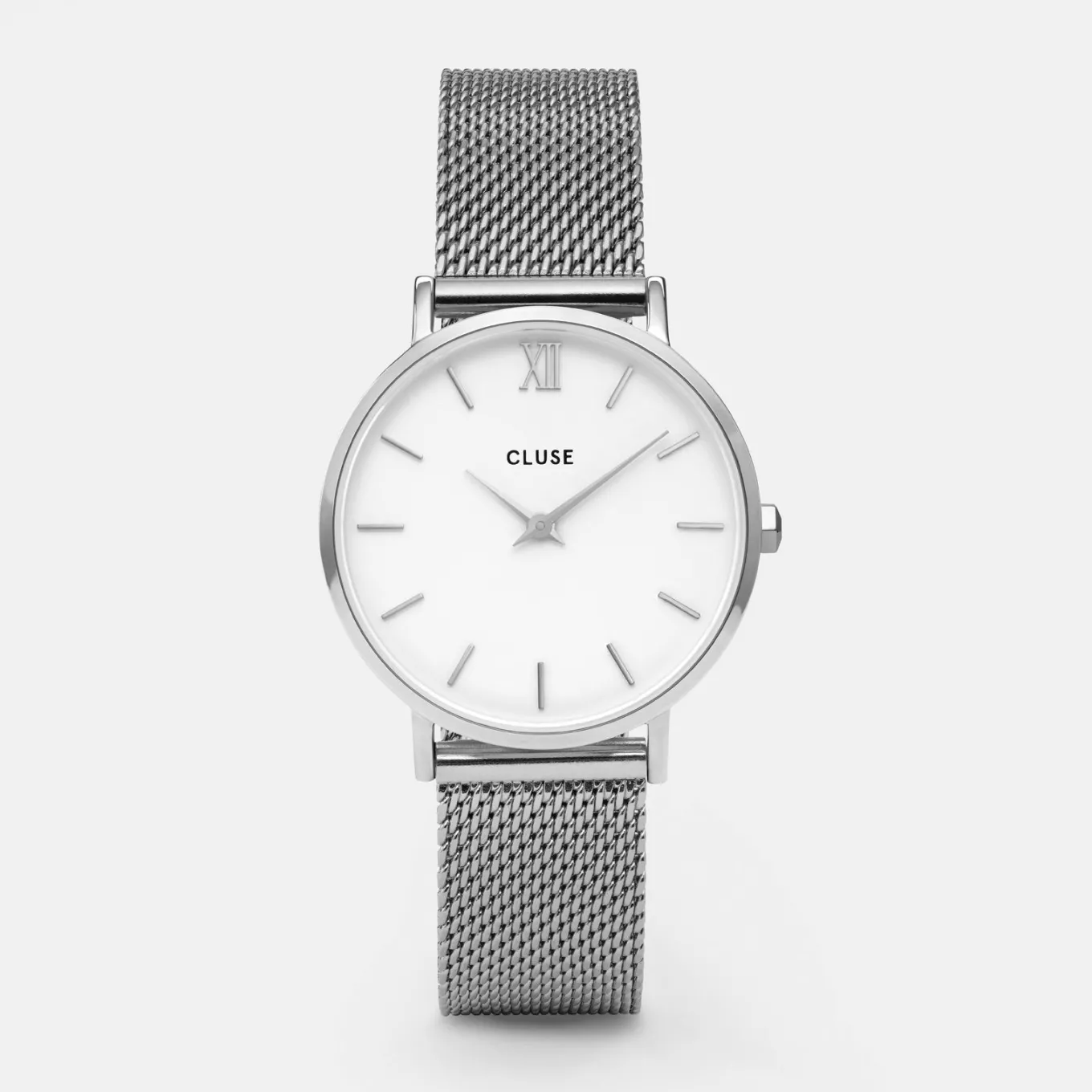 Best Sale Gift Box Minuit Watch Mesh & Grey Leather Strap, Silver Colour Damen Minuit