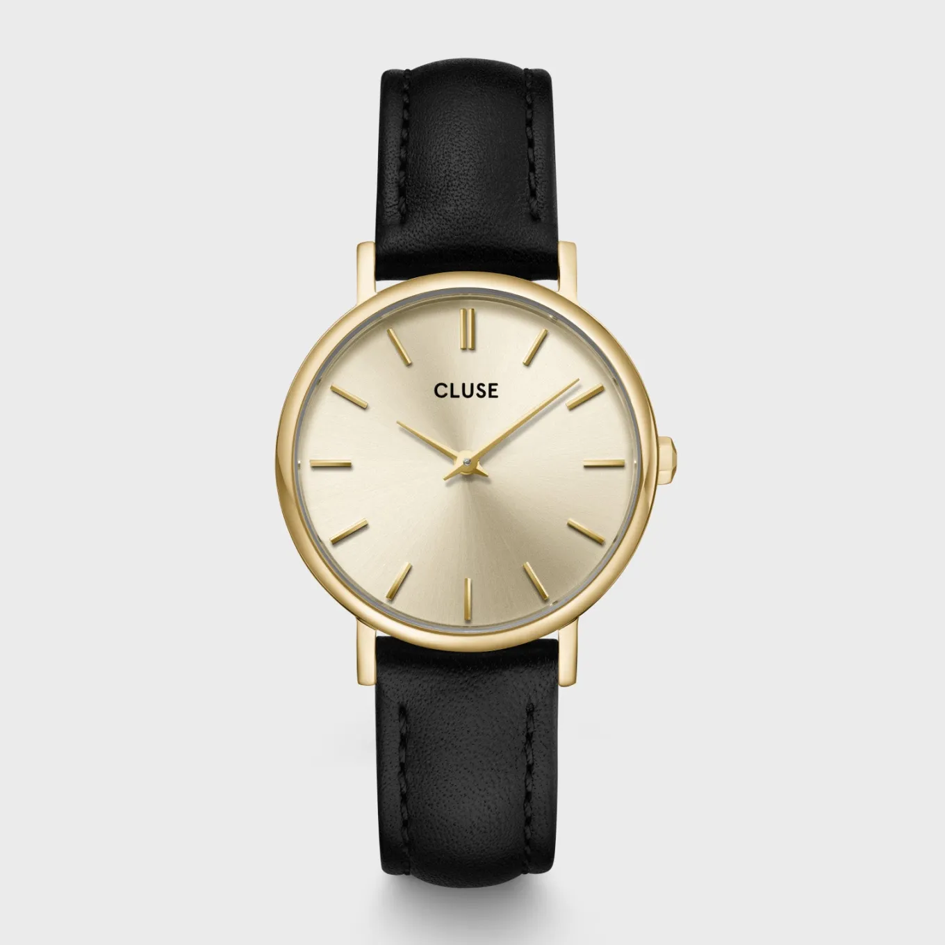 Cheap Gift Box Pavane Petite 2.0 Steel Watch Gold & Black Leather Strap, Gold Colour Damen Pavane Petite