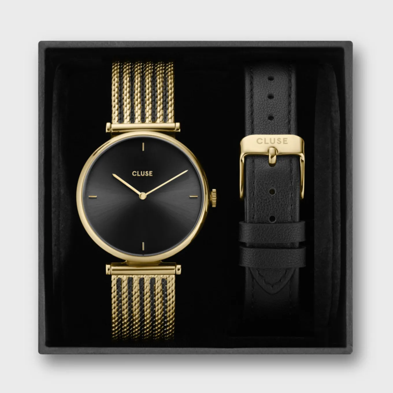 Flash Sale Gift Box Triomphe Mesh, Gold Colour & Black Leather Strap Damen Triomphe