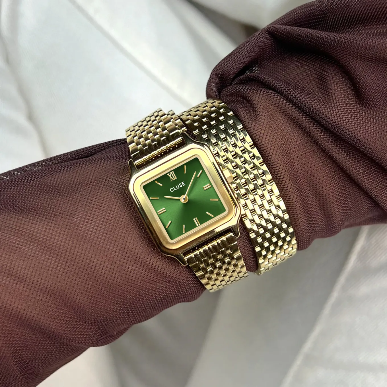 Hot Gracieuse Petite Watch Double Steel, Forest Green, Gold Colour Damen Uhren Gold | Gracieuse Petite