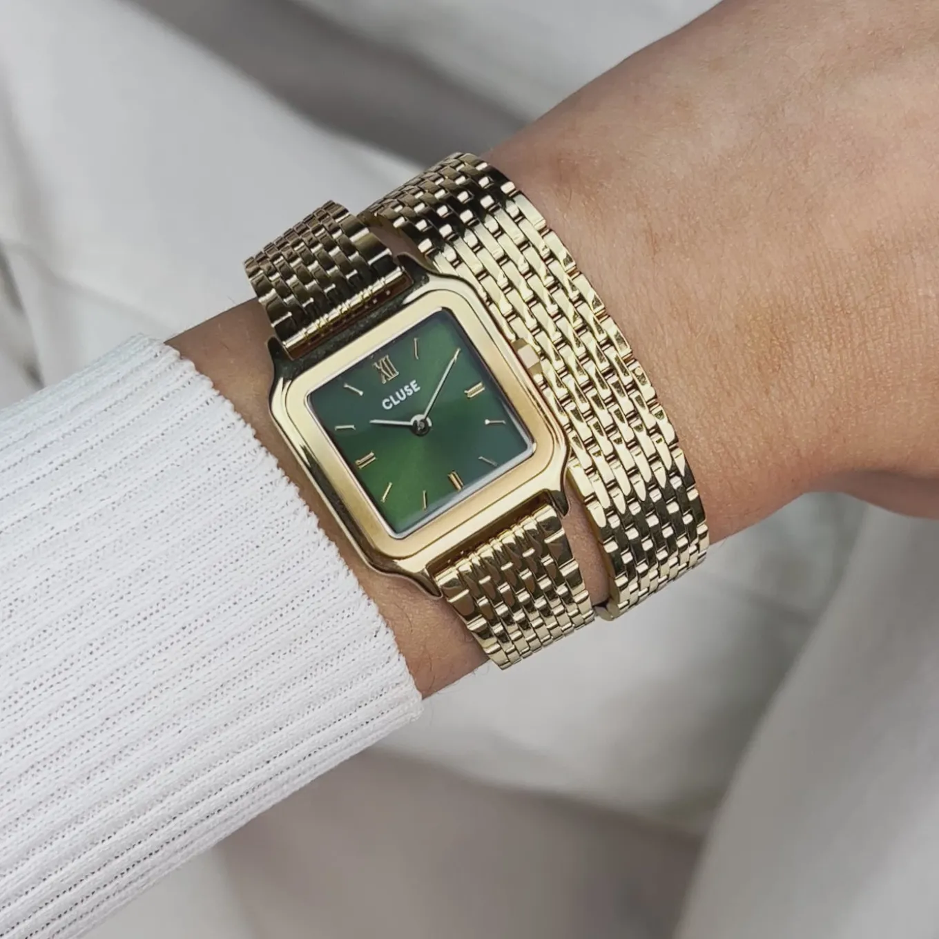 Hot Gracieuse Petite Watch Double Steel, Forest Green, Gold Colour Damen Uhren Gold | Gracieuse Petite