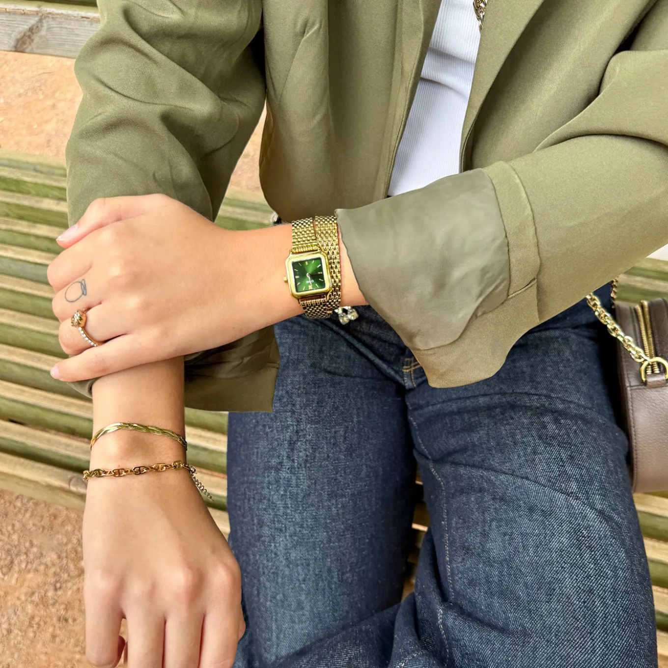 Hot Gracieuse Petite Watch Double Steel, Forest Green, Gold Colour Damen Uhren Gold | Gracieuse Petite