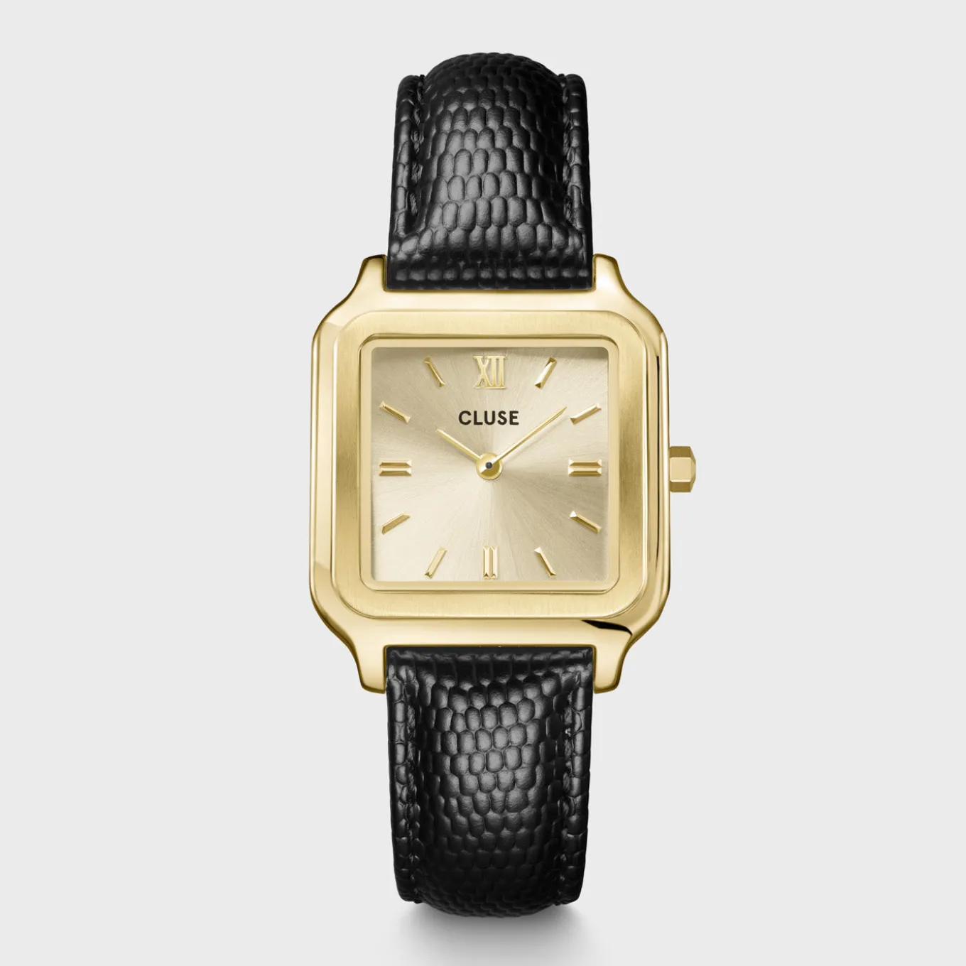 New Gracieuse Watch Leather, Black Lizard, Gold Colour Damen Uhren Gold | Gracieuse