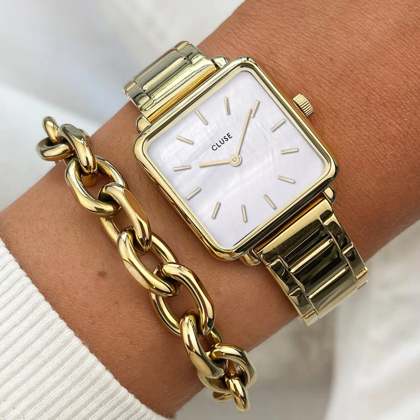 Hot La Tétragone Steel White Pearl, Gold Colour Damen Uhren Gold | La Tétragone