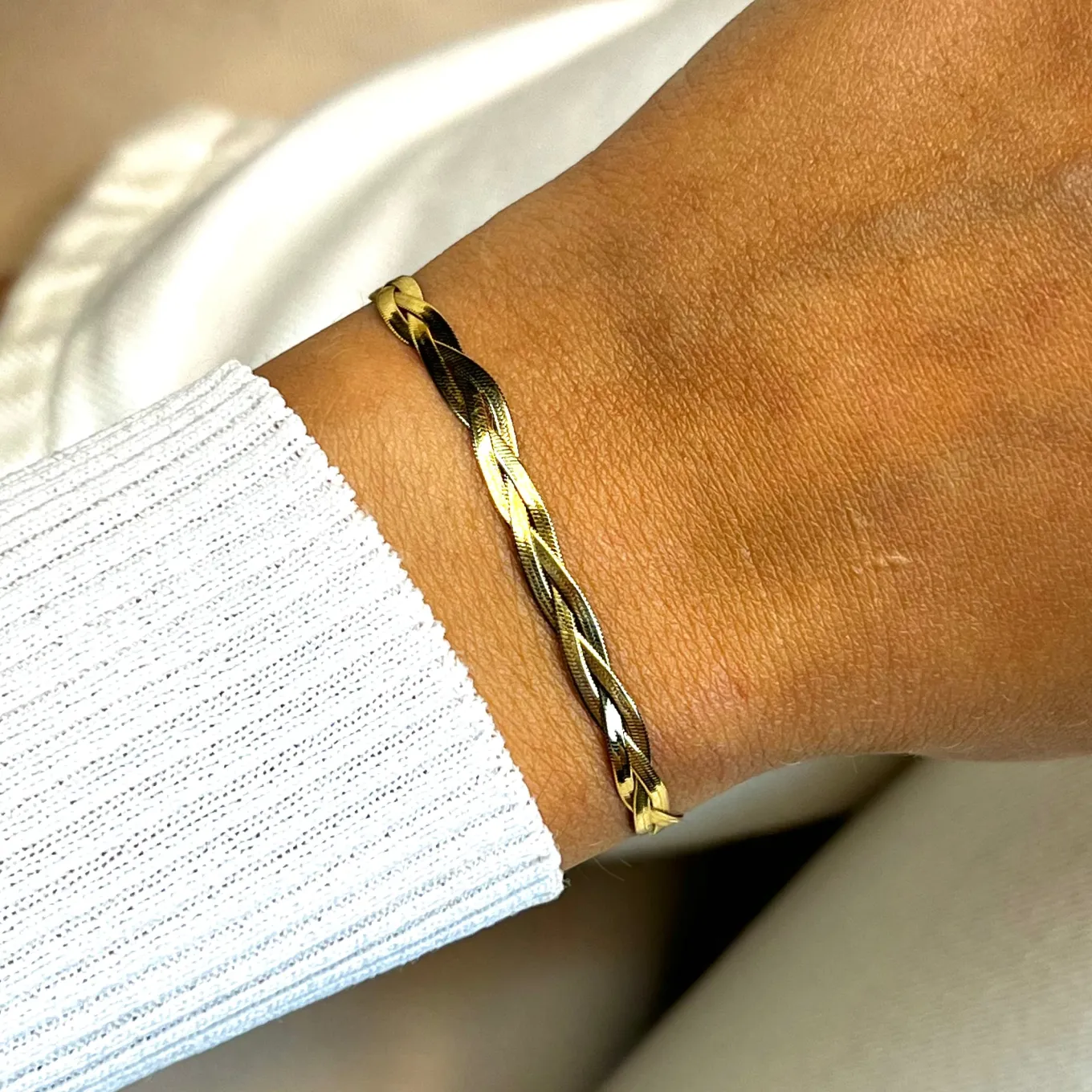 Clearance Élevé Braided Snake Bracelet, Gold Colour Armbänder