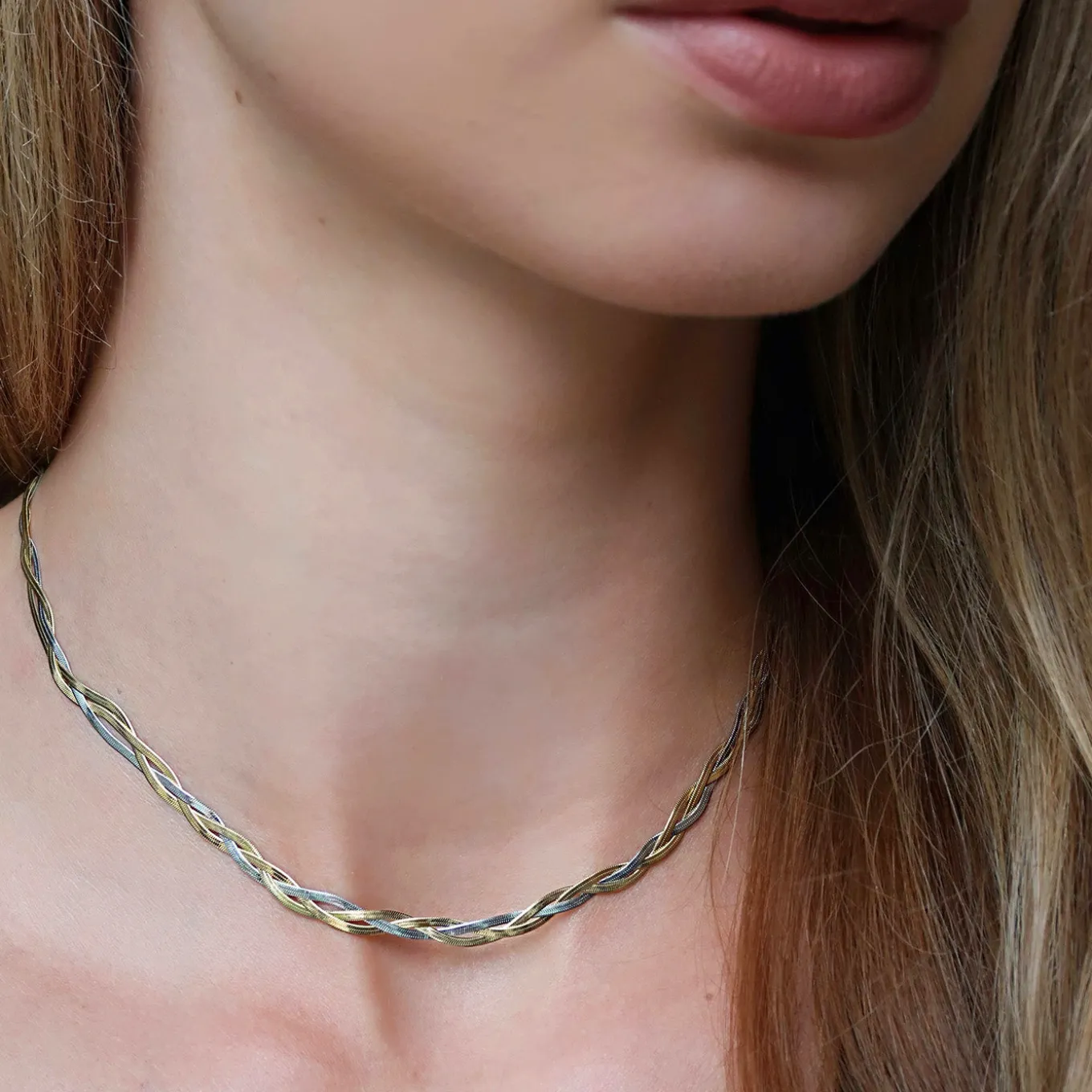 Sale Élevé Braided Snake Necklace, Bicolour Ketten